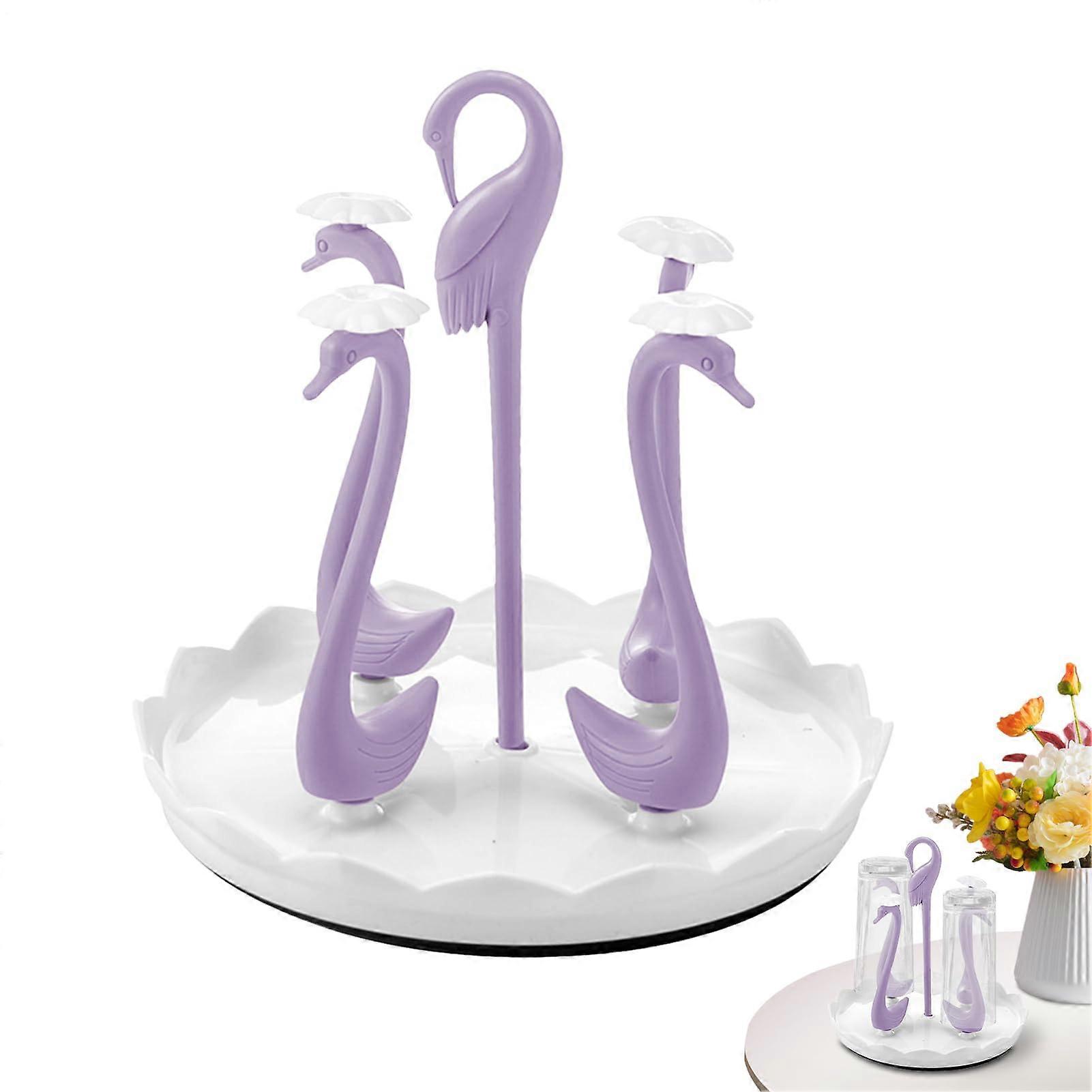 Bottle Rack Dryer Mugs Holder Lilac OverSink Bottle Draining Rack Kitchen Counter SpaceSaving Four Cups