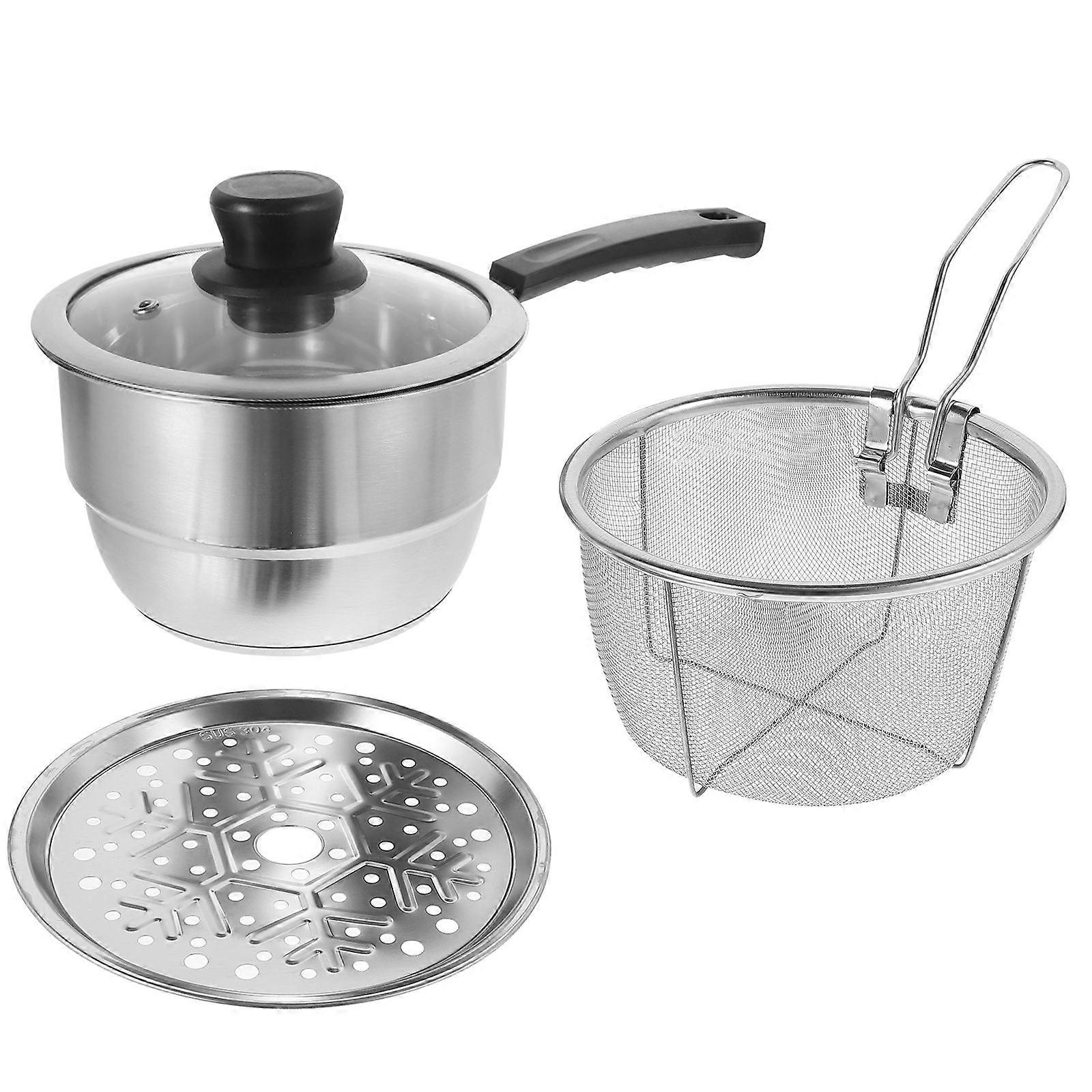 Stainless Steel Cooking Steamer 2 Sets Perfect For Household Use 34.4X17.5Cm Multi-Functional Frying Equipment
