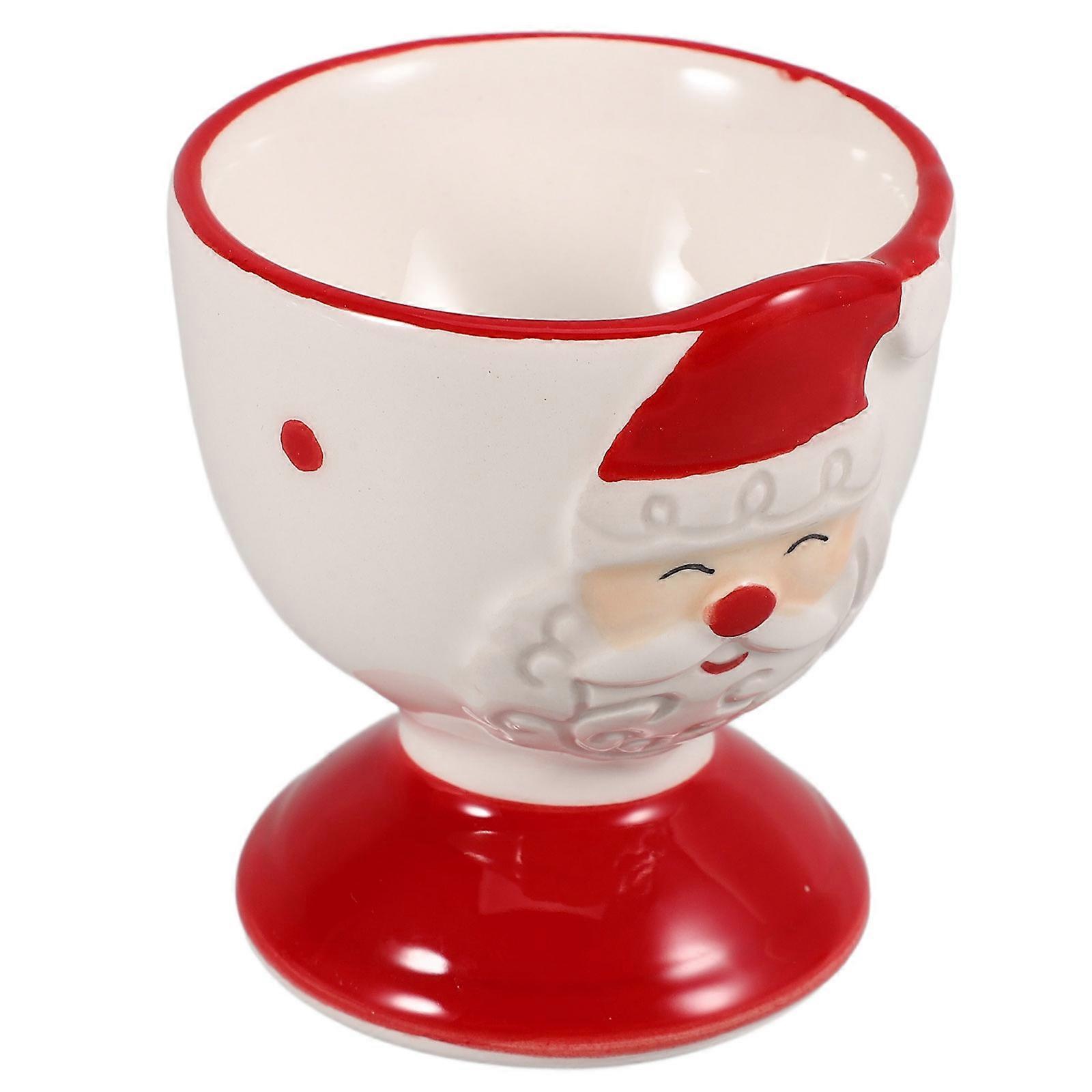 Santa Claus Ceramic Egg Cups for Kitchen Use in A 3Pcs Set
