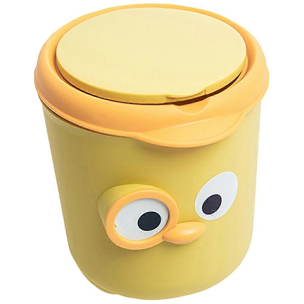 Cute Mini Trash Can Desk Trash Can for Storing 2Pcs Yellow Compact Bin