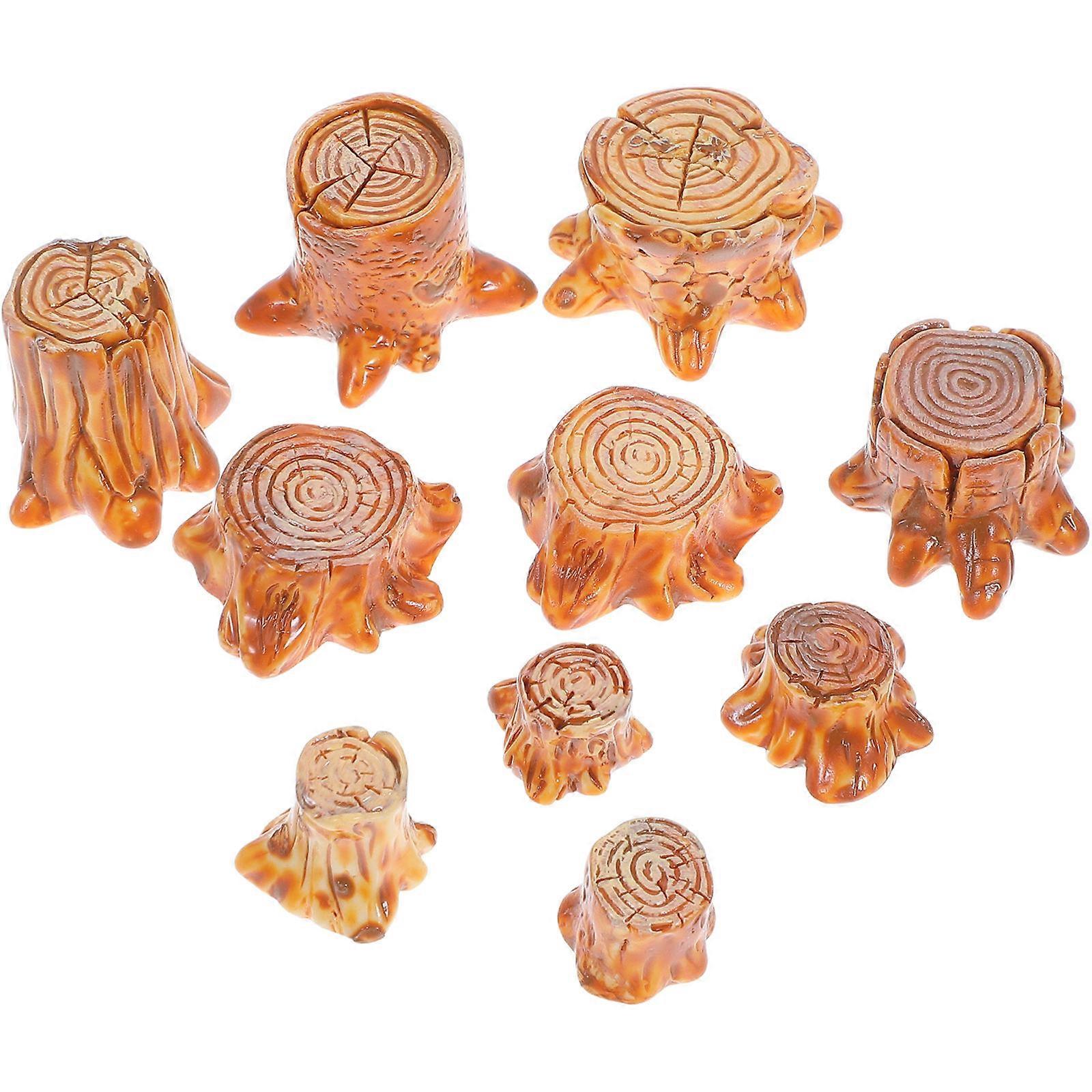 Artificial Mini Tree Stump Resin Ornament for DIY Landscape 40Pcs
