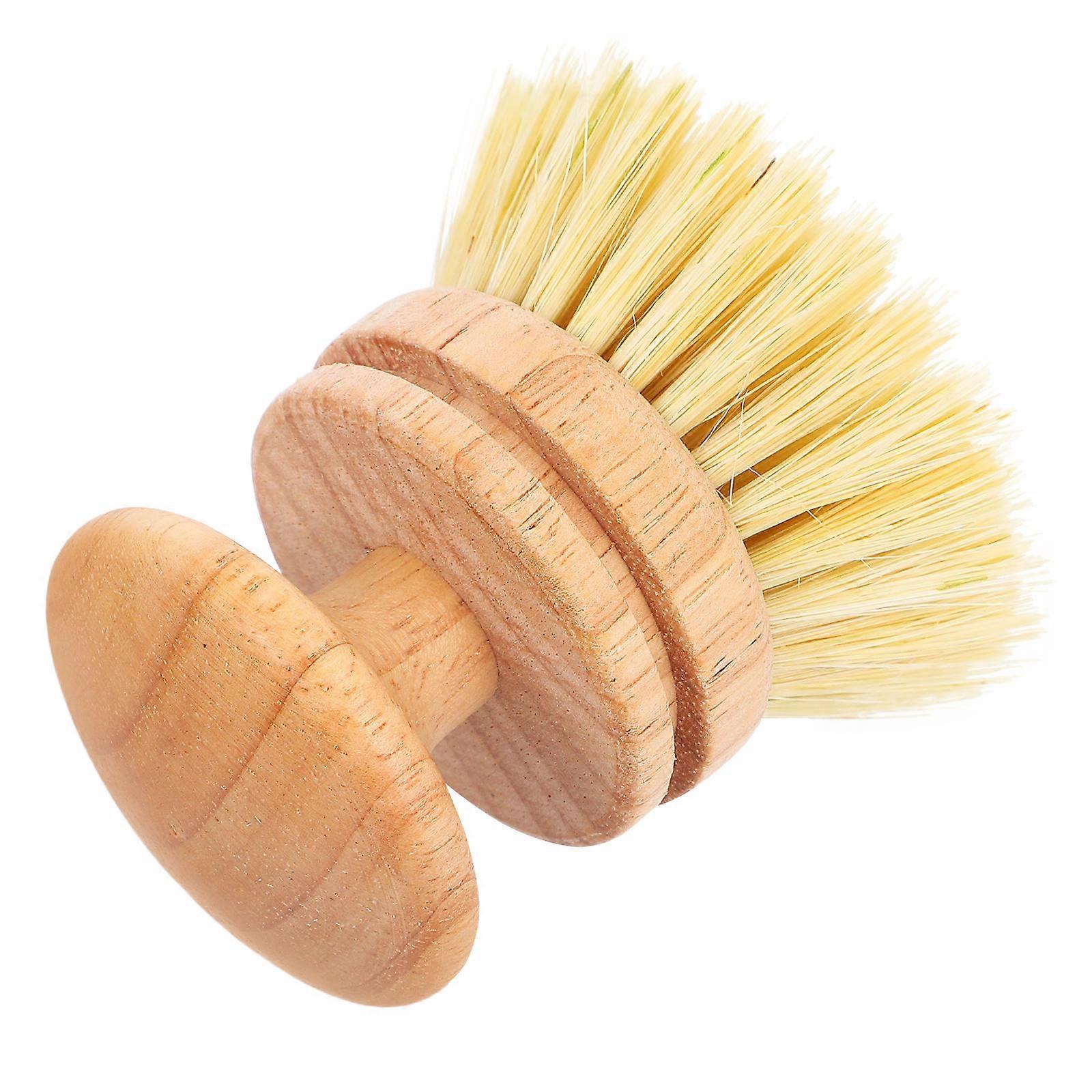 Wooden Handle Dish Brush for Cleaning 2Pcs with Natural Sisal Bristles Comfortable Grip