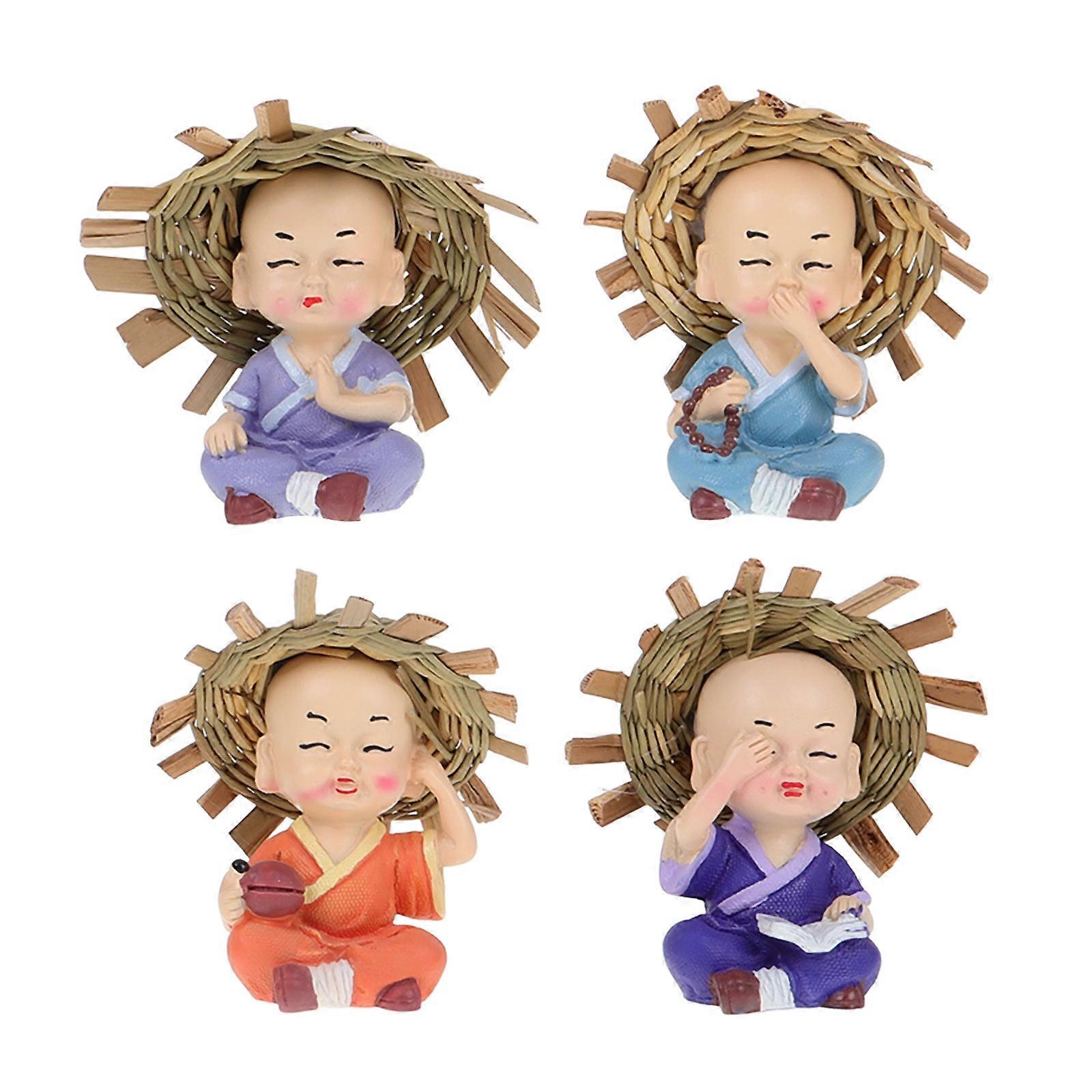 Chinese Feng Shui Miniature Monk Figurines Resin Ornaments 12Pcs