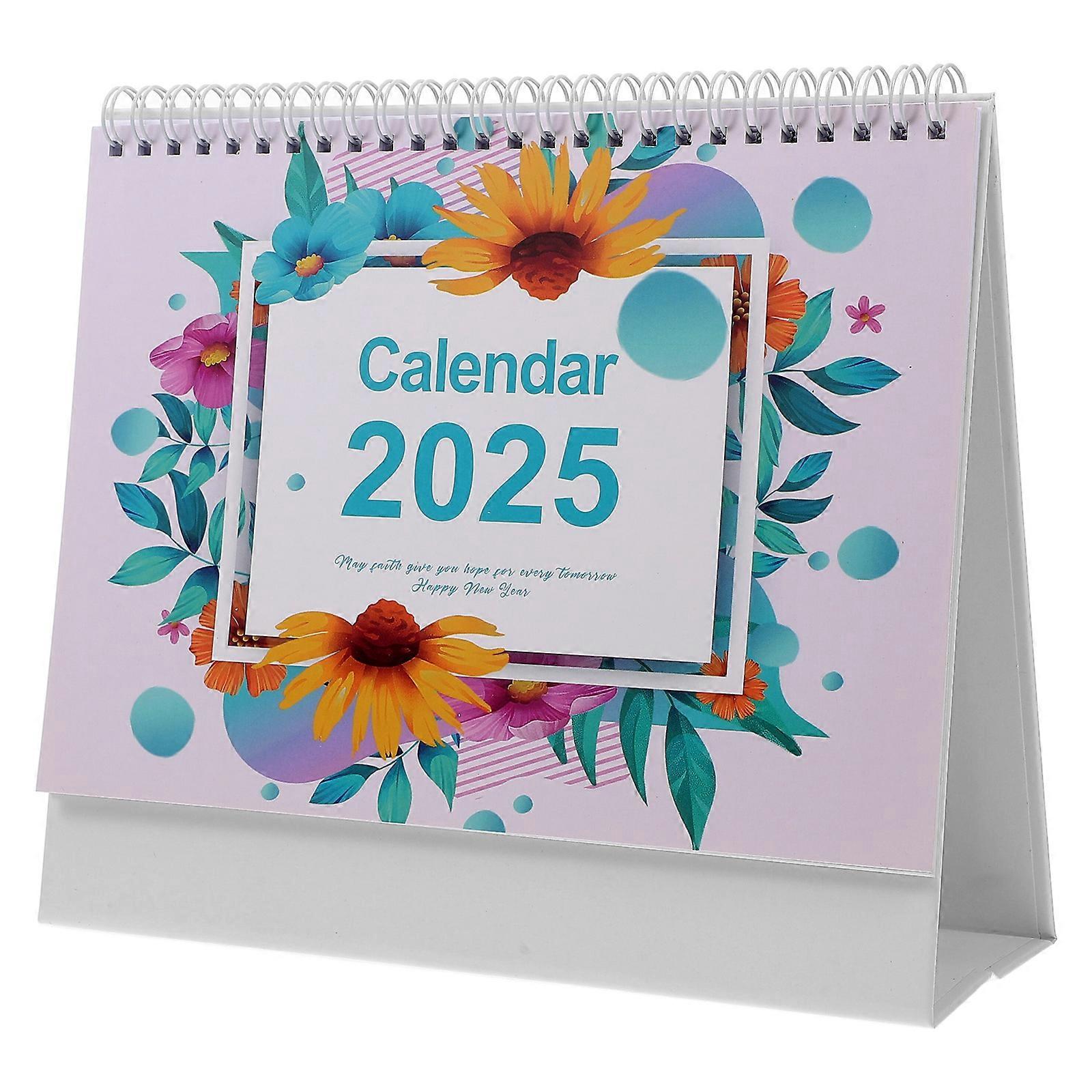 Spiral Bound Desk Calendar Small Writing Notes Reminders Important Tasks Multi Color 23.00X19.00X8.00CM Office Home School 1Pcs