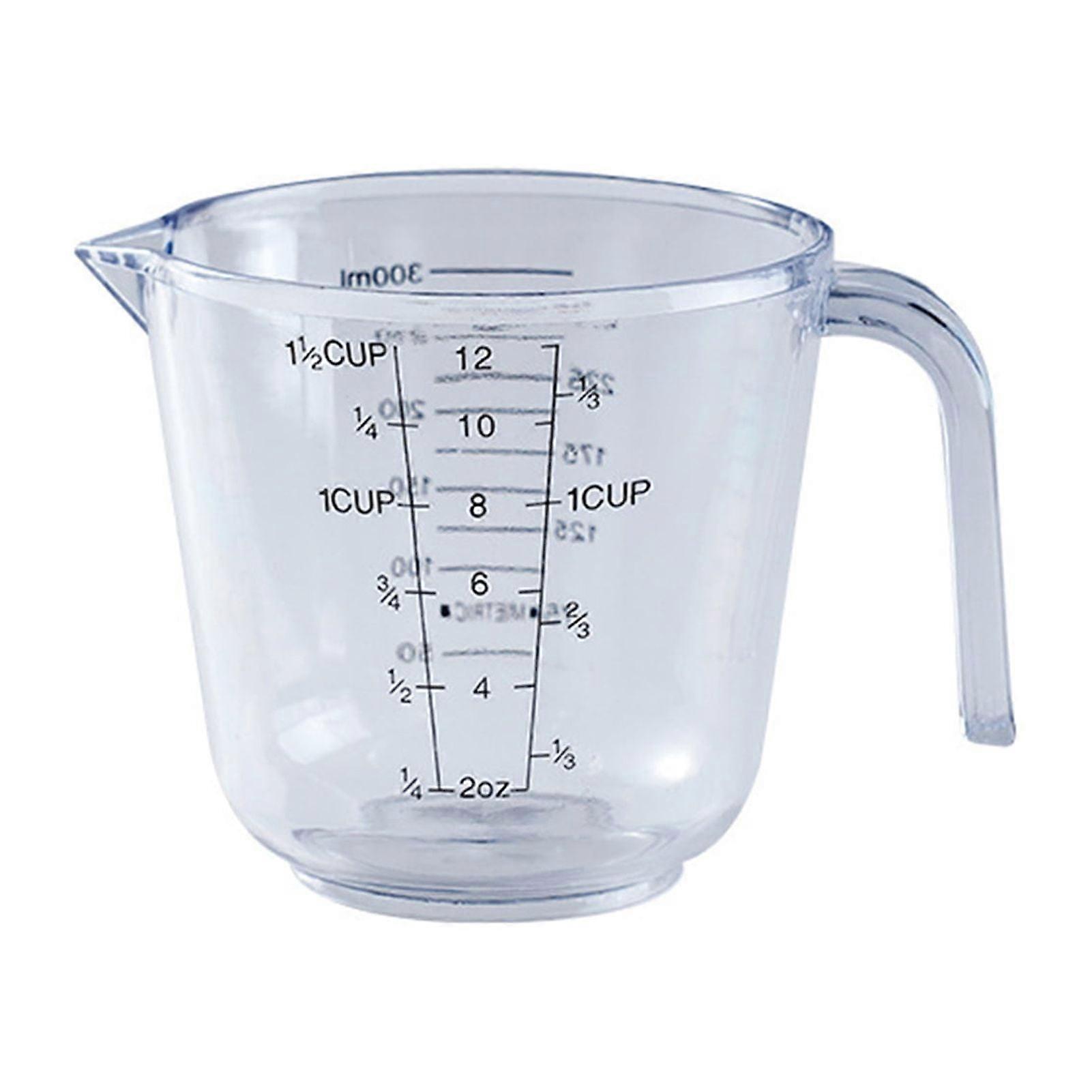 Farfi Clear Scale Measuring Cup with Handle Plastic Graduated Measuring Mugs for Kitchen (Transparent,300ML)
