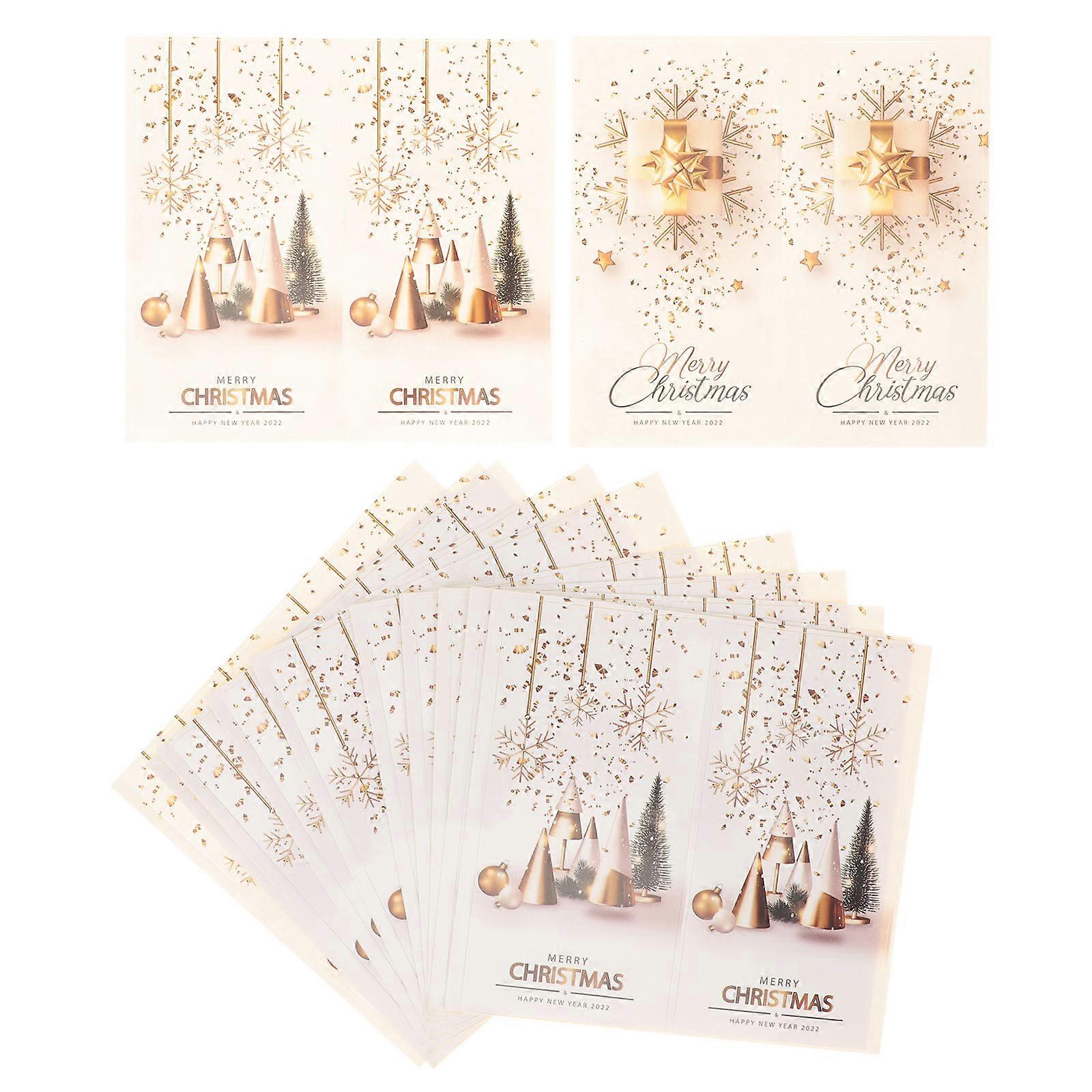 Christmas Gift Box Sealing Stickers Golden Rectangular Decorative Stickers 200Pcs