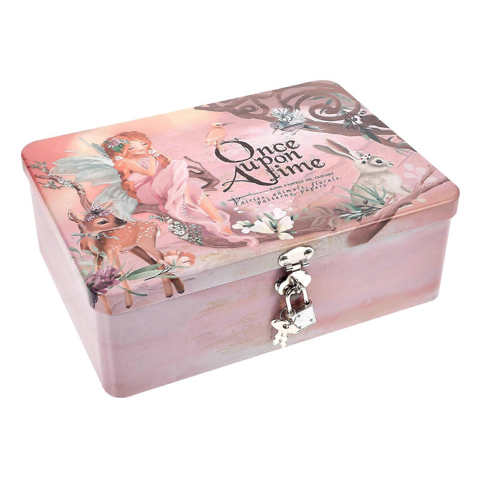 Tinplate Storage Box with Lock for Organization 3Sets