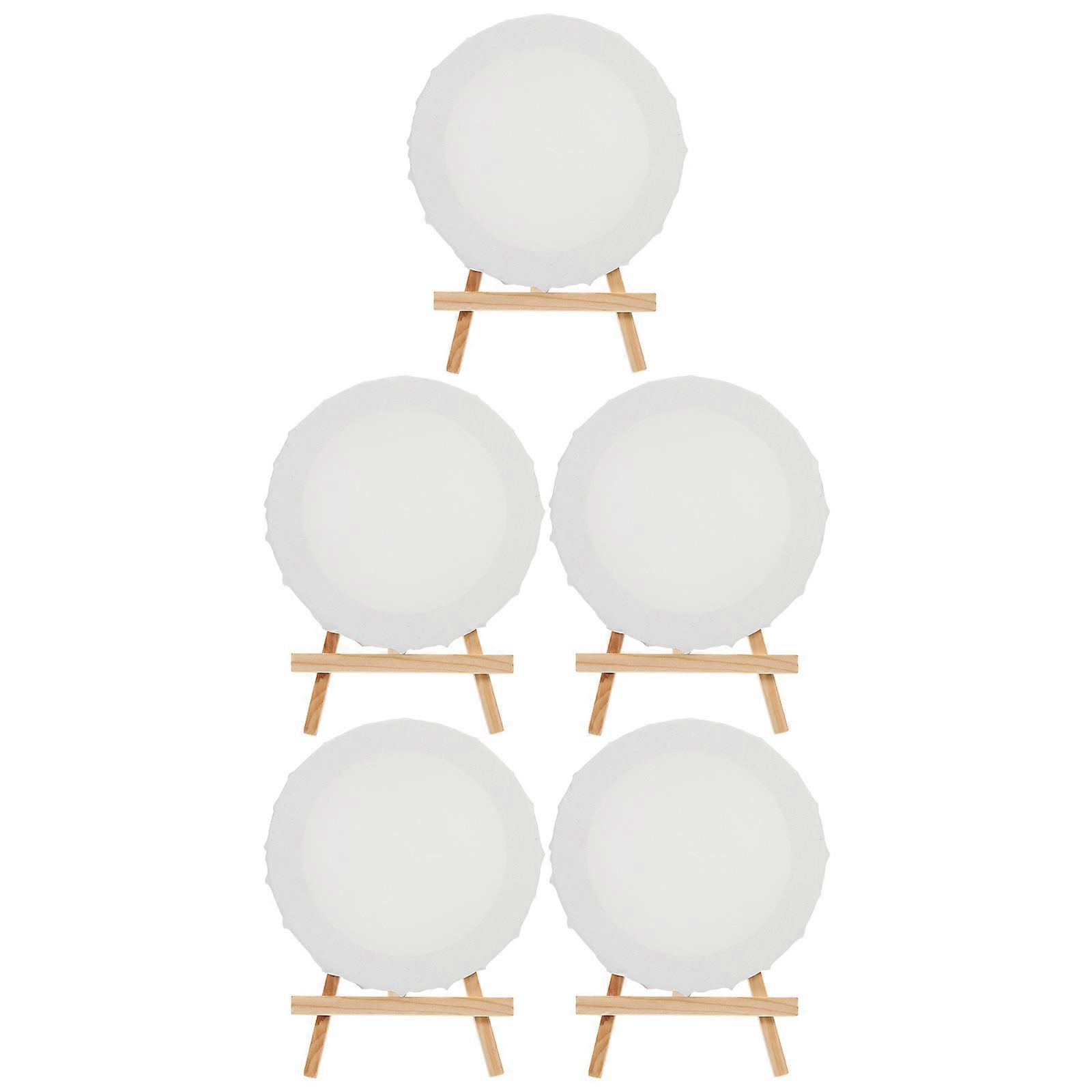 Mini Canvas Easel Round Wooden Painting Supplies for 10Sets