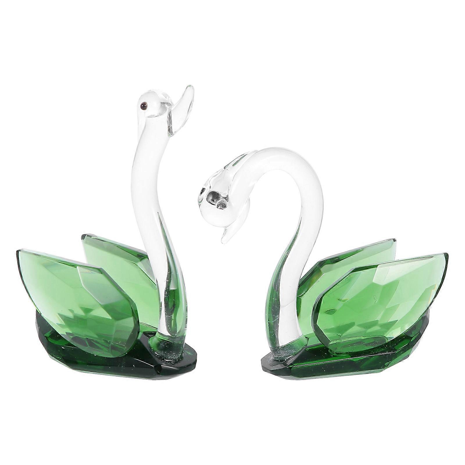 Decorative Crystal Crafts Artificial Swan Ornaments for Car and Home 3Pairs