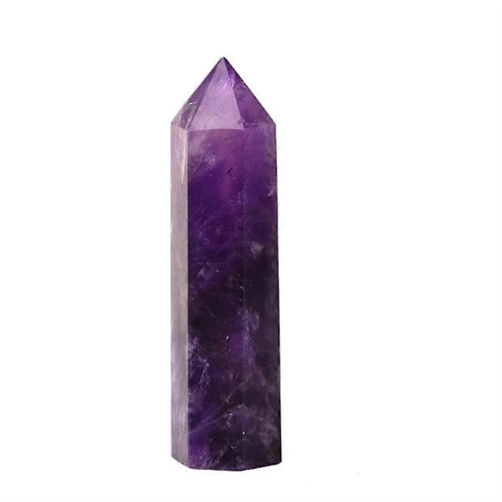 Amethyst Crystal Column Meditation Wand, Natural Purple Quartz, 7-8 cm, 1-Piece, Single Tip