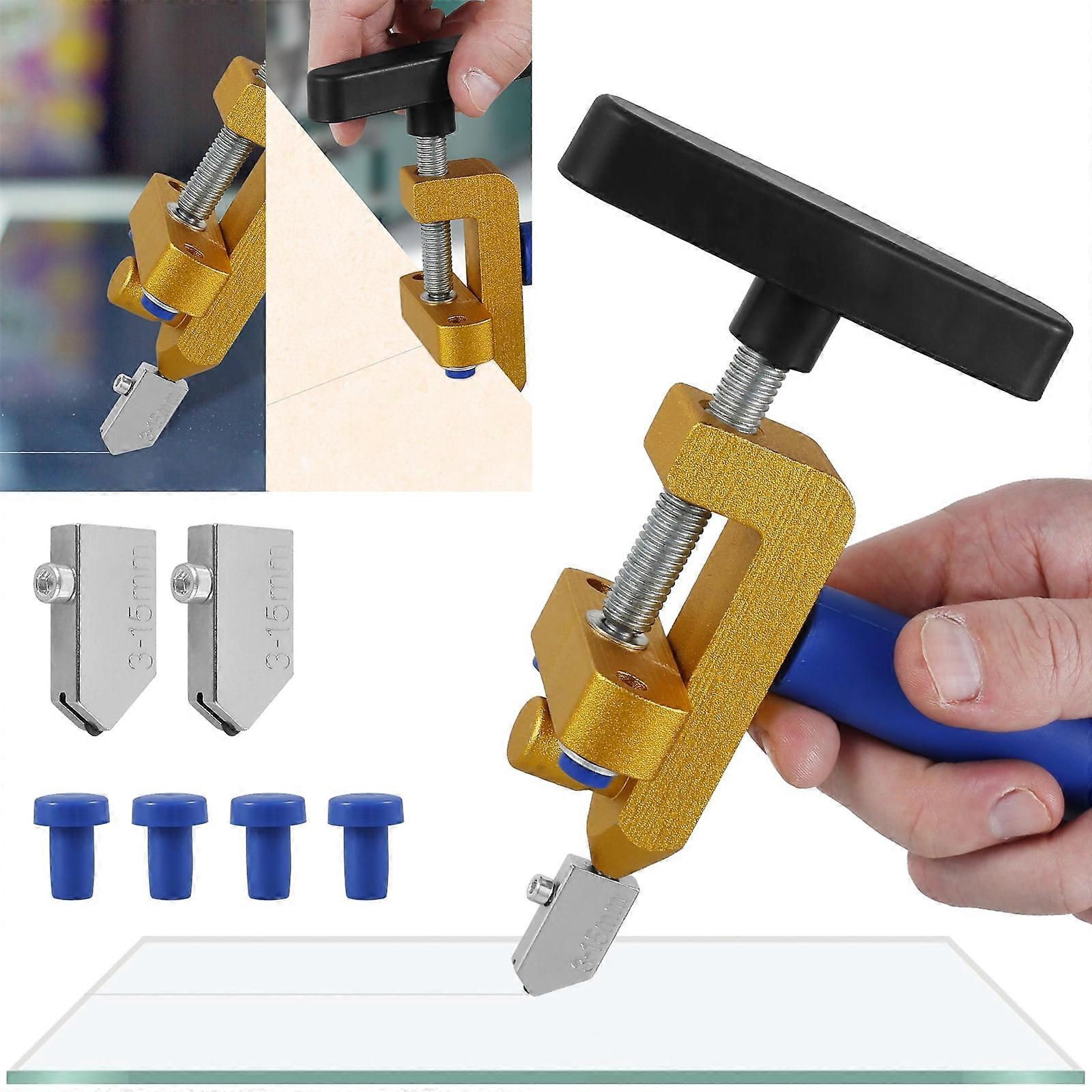 DSH Glass Cutter 2 in 1 Manual Tile Cutter Tool 3mm-15mm Aluminum Alloy Mirror Cutting Hand Tool compatible with Sharp Glass Cutting Tool