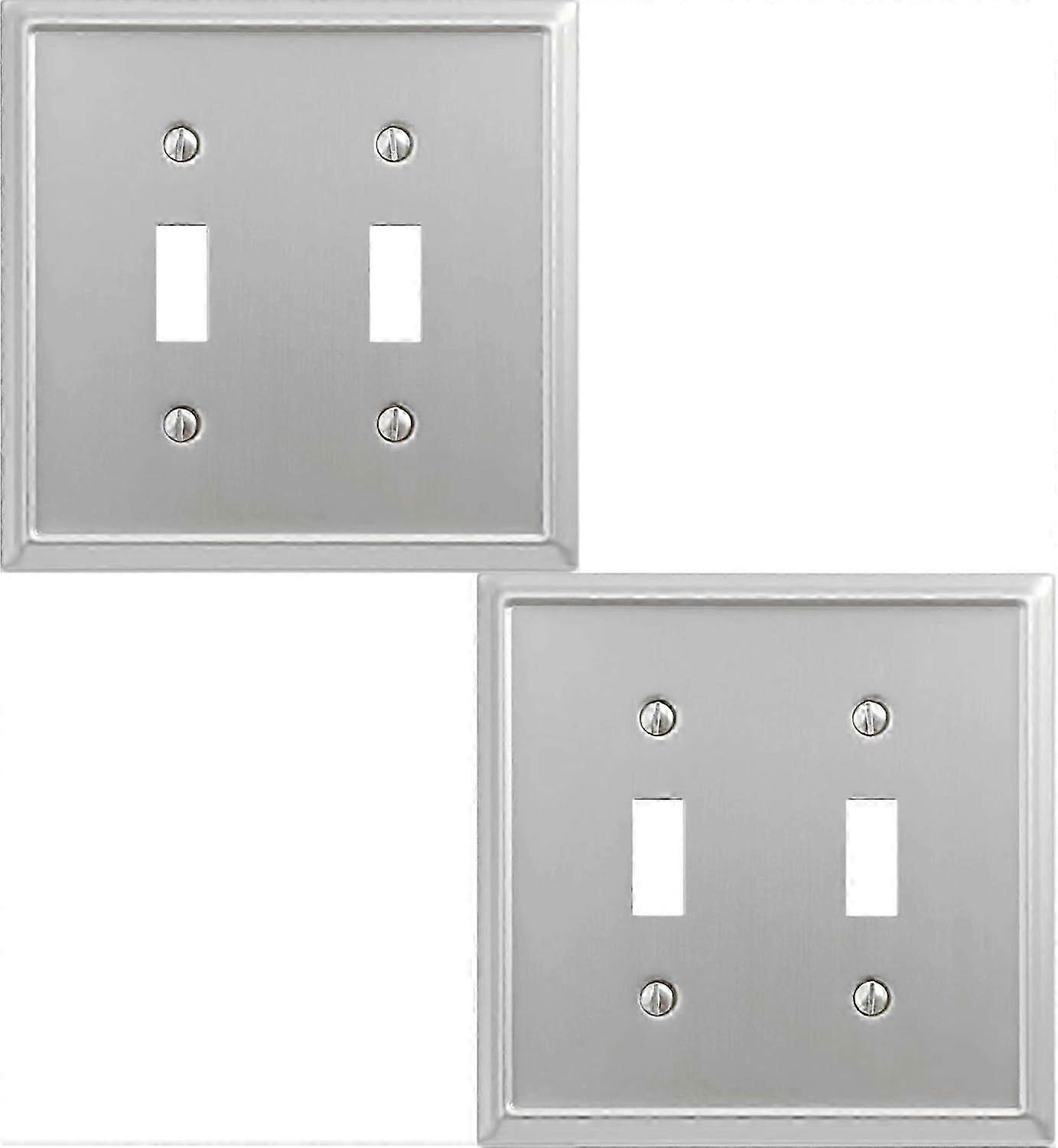 2025 Latest Model Double Toggle Light Switch Cover Aria Metal Wall Plate, 2-Pack