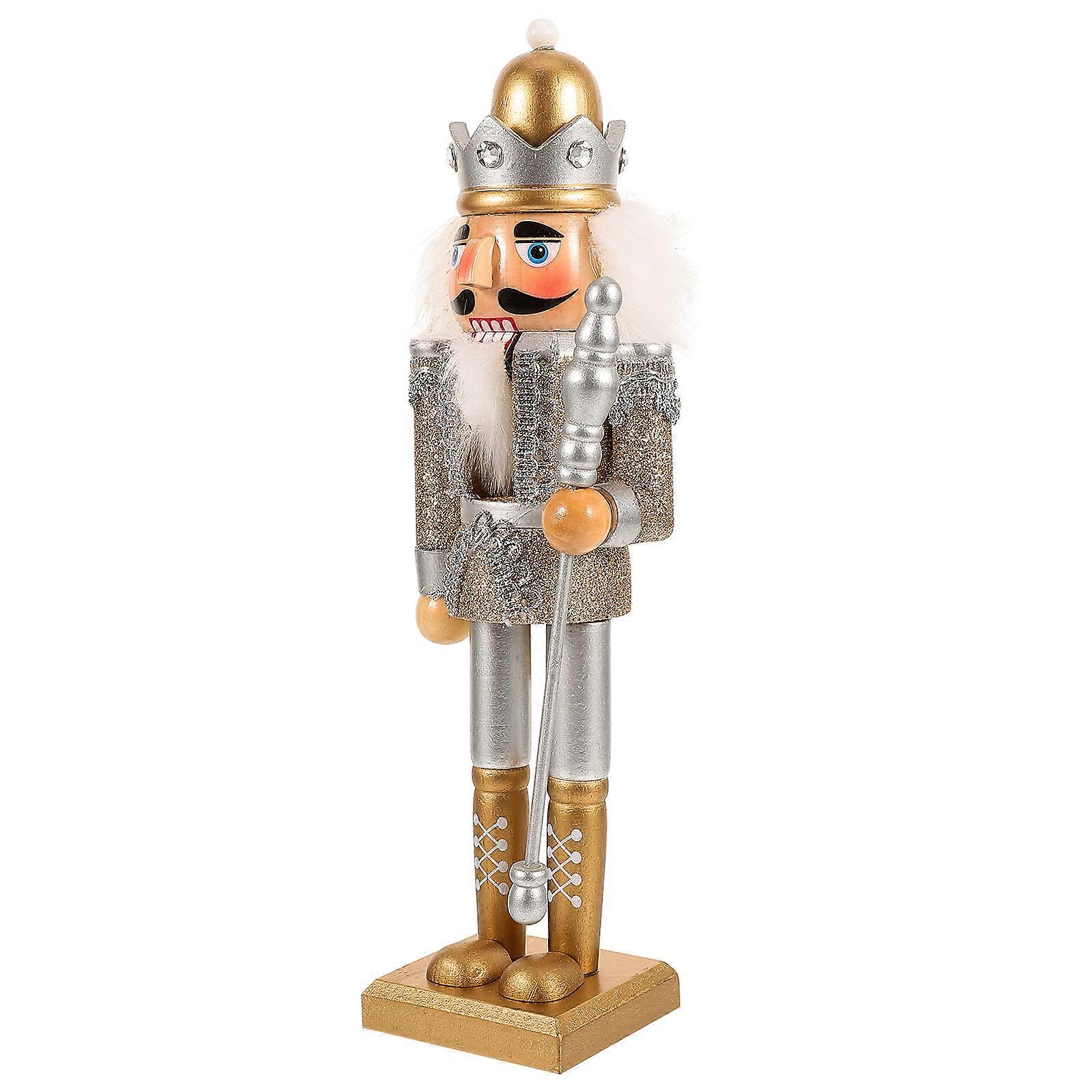 Wood Nutcracker Craft Nutcracker Puppet Figure for Decor 2Pcs