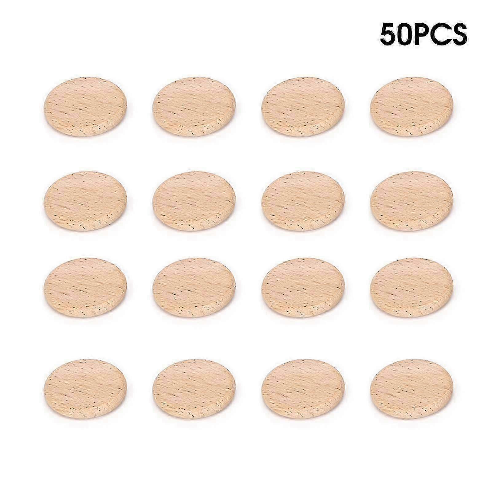 50Pcs Round Wooden Slices Beech DIY Craft Decor (3.8cm)