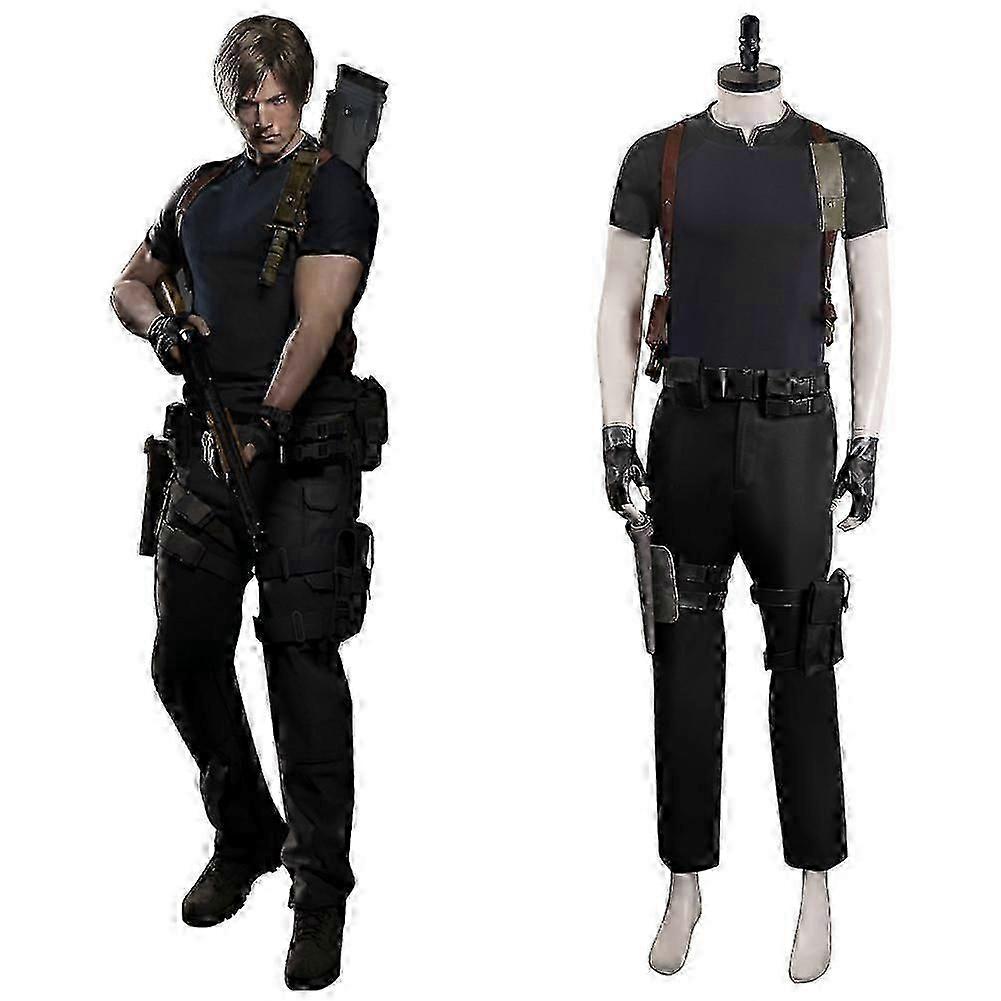 レオンSケネディコスプレコスチュームアニメゲーム悪4リメイクトップパンツ男性フルセット服ロールプレイ用ハロウィンカーニバルスーツ