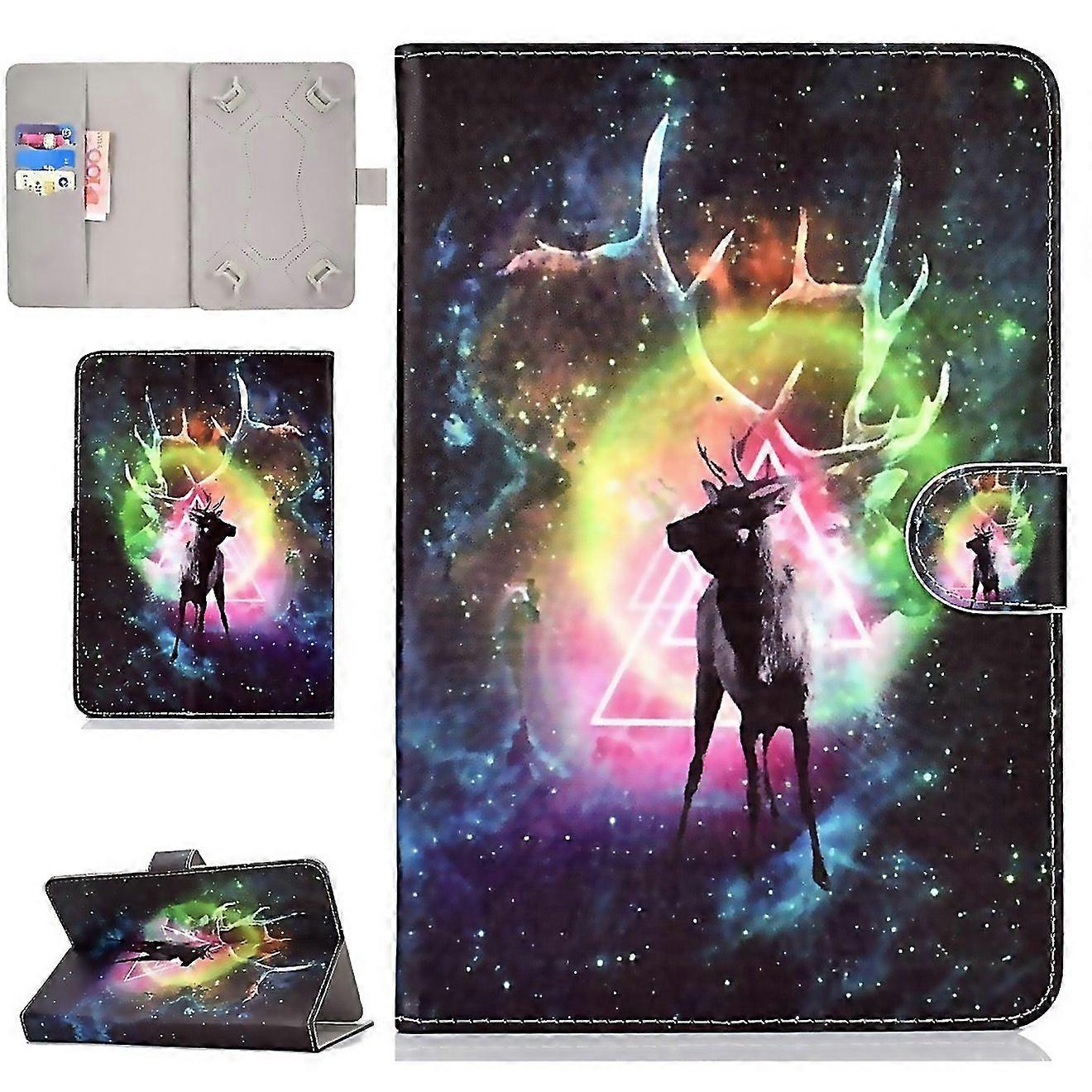 Étui à rabat horizontal en cuir synthétique avec support triple pour tablette 10 pouces, motif coloré