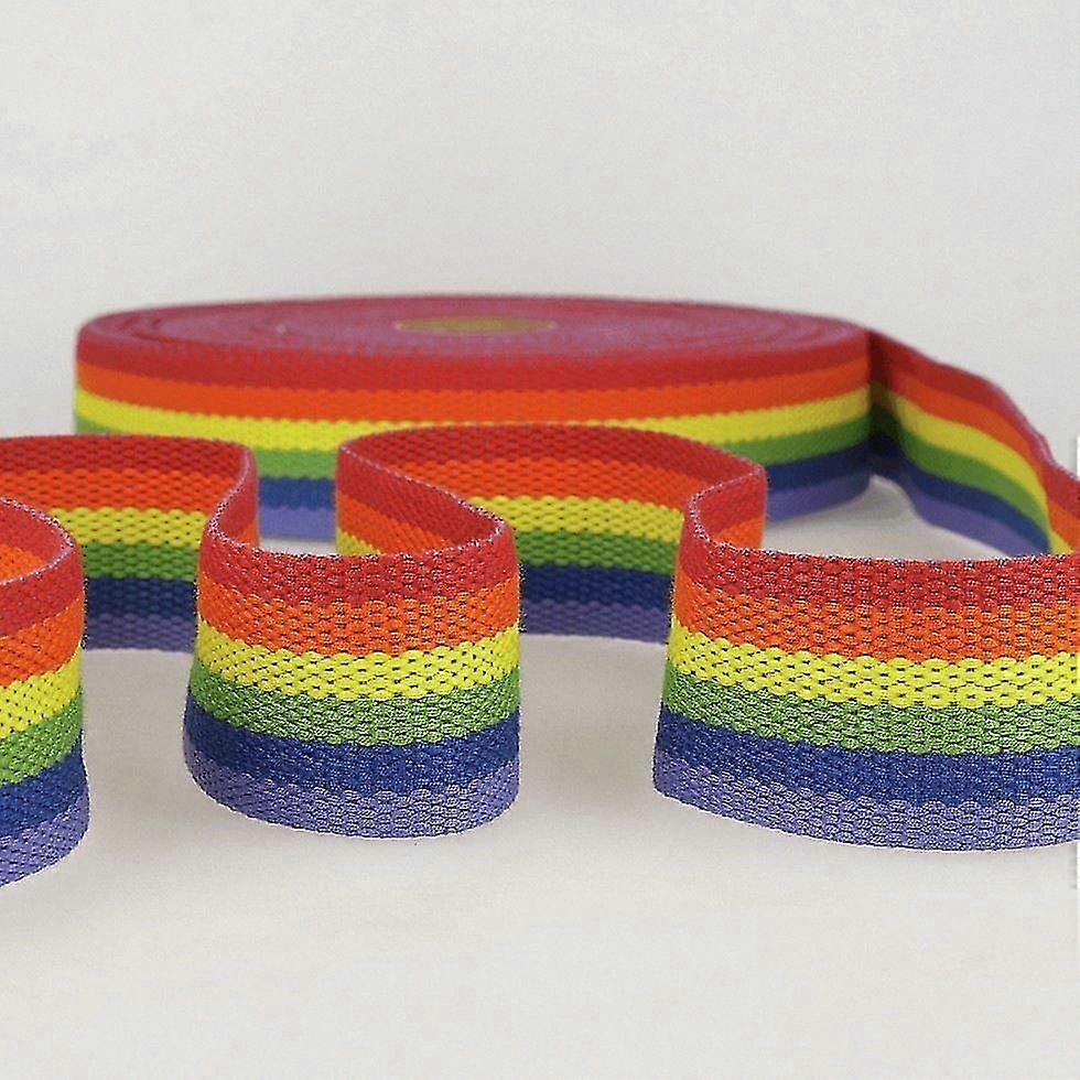 Rainbow Striped Webbing Tape - 40mm Width Per Metre