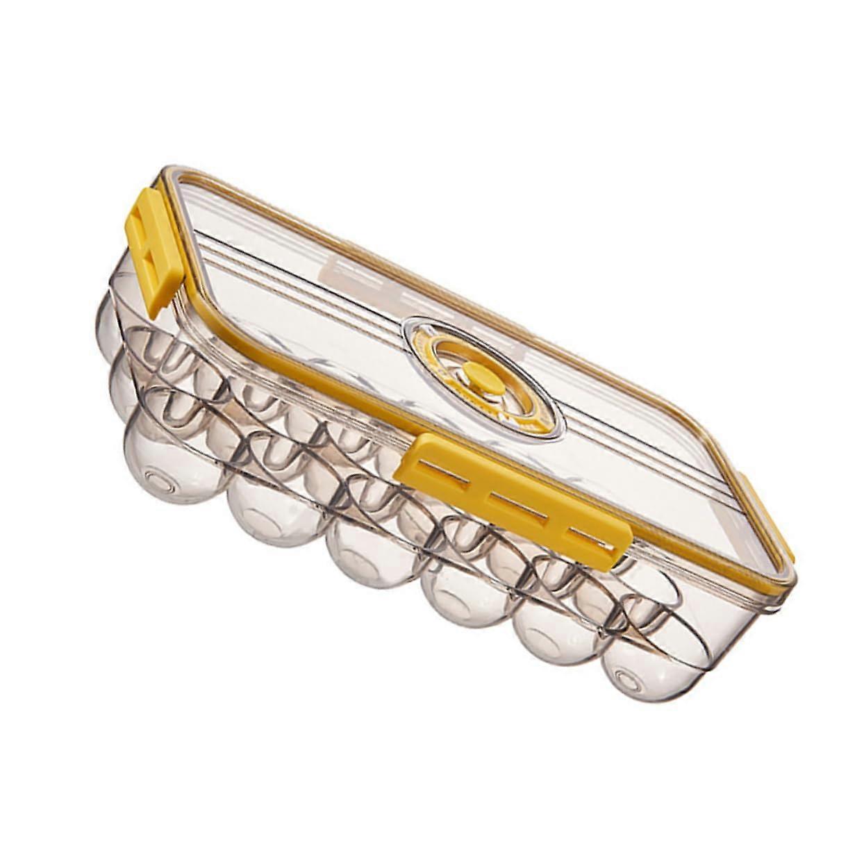 18count Yellow Timekeeping Egg Holder Waterproof Egg Storage Box For Refrigerator And Kitchen Rack