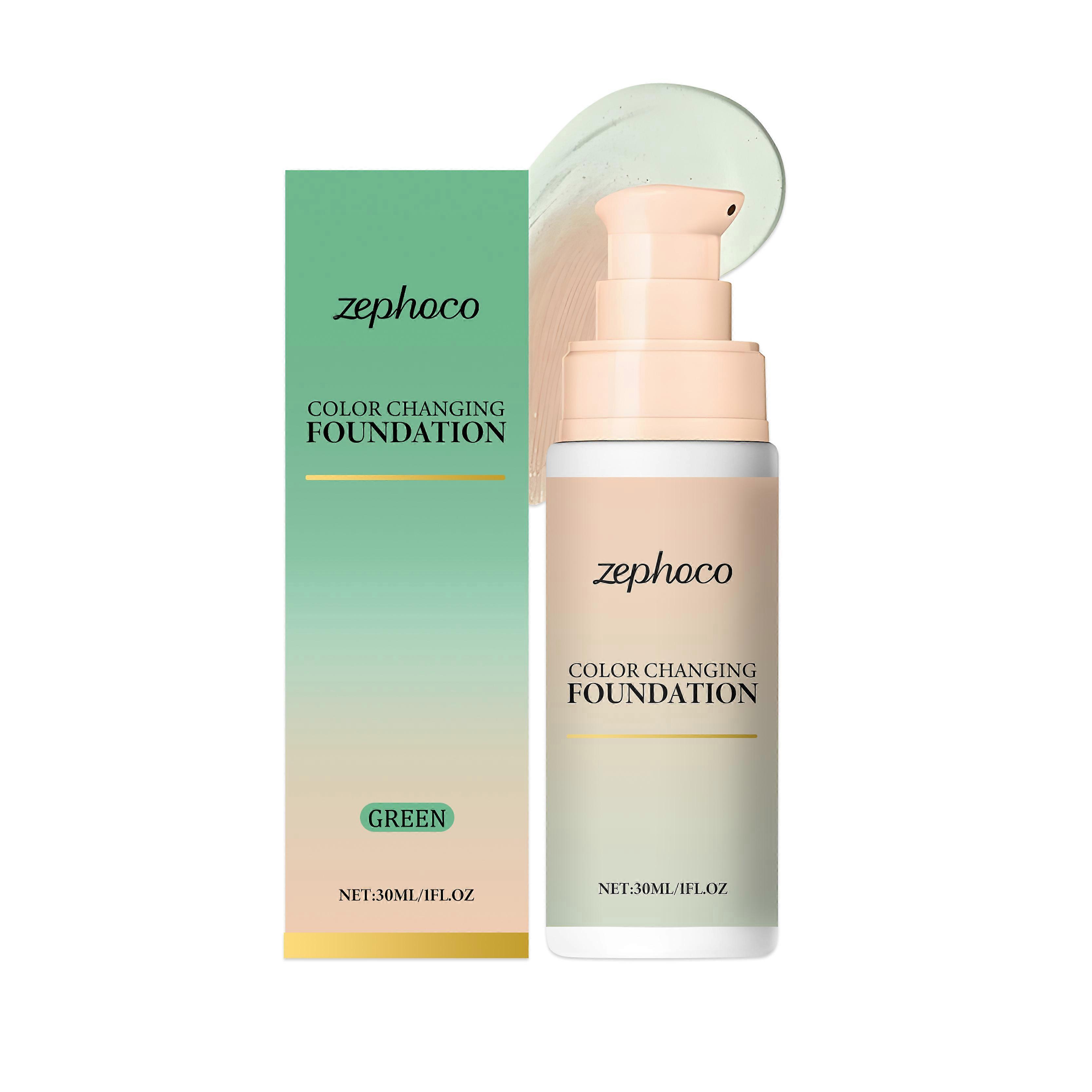 zephoco The Green Thermochromic Concealer Foundation Cream Is Light And Smooth, Moisturizing And Brightening, Nourishing The Skin With A Matte And Cle