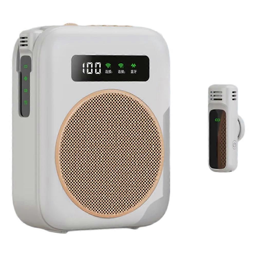 Bluetooth Voice Amplifier with Magnetic Wireless Lavalier Lapel Microphone for Classroom/Yoga/Conference White