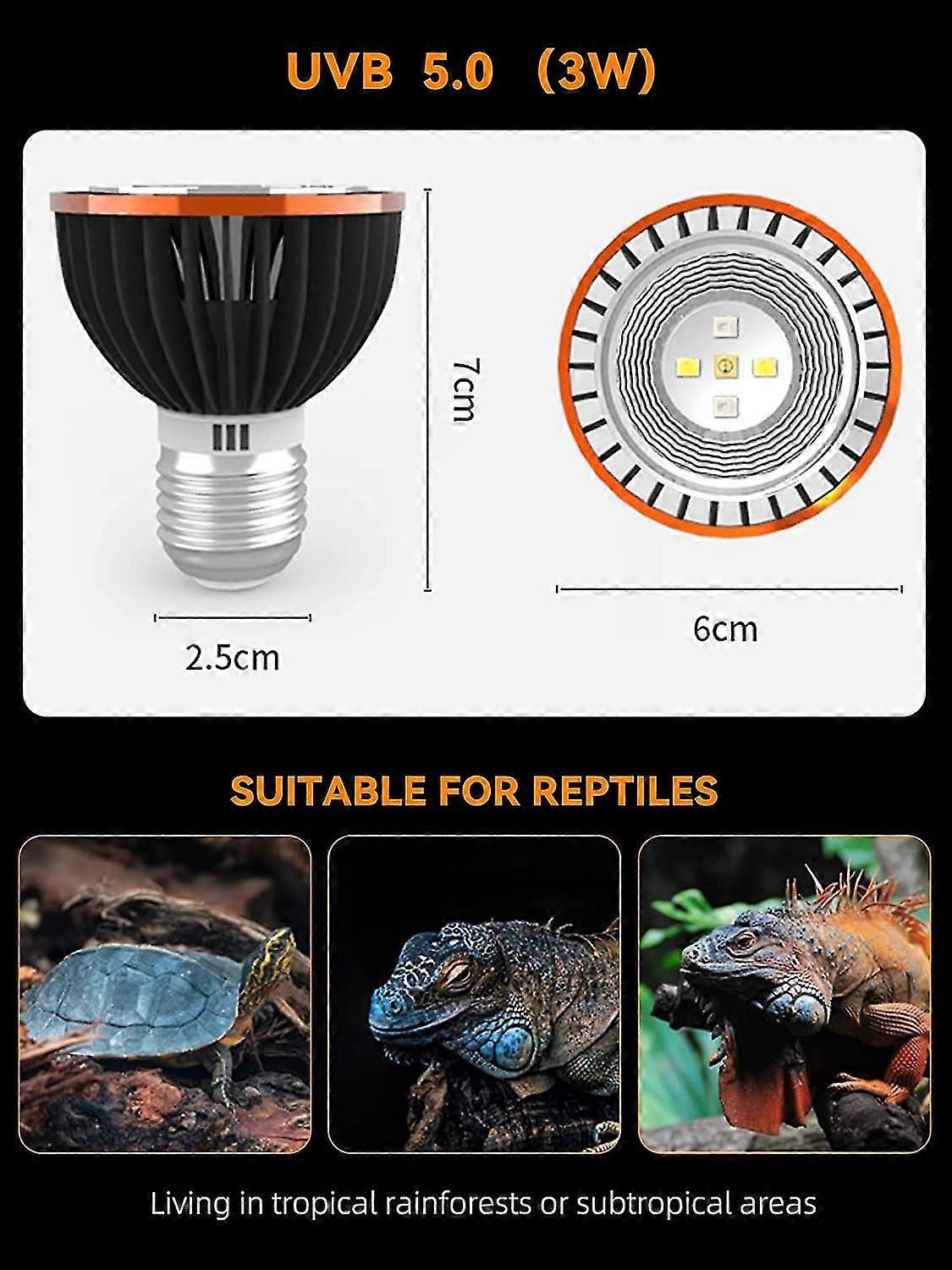 Turtle Lamp, Uvb5.0 Lamp, Not Heating Lamp, Reptile Lamp, E27 Uv Lamp For Reptiles, Uvb 195/uva 116 In 10