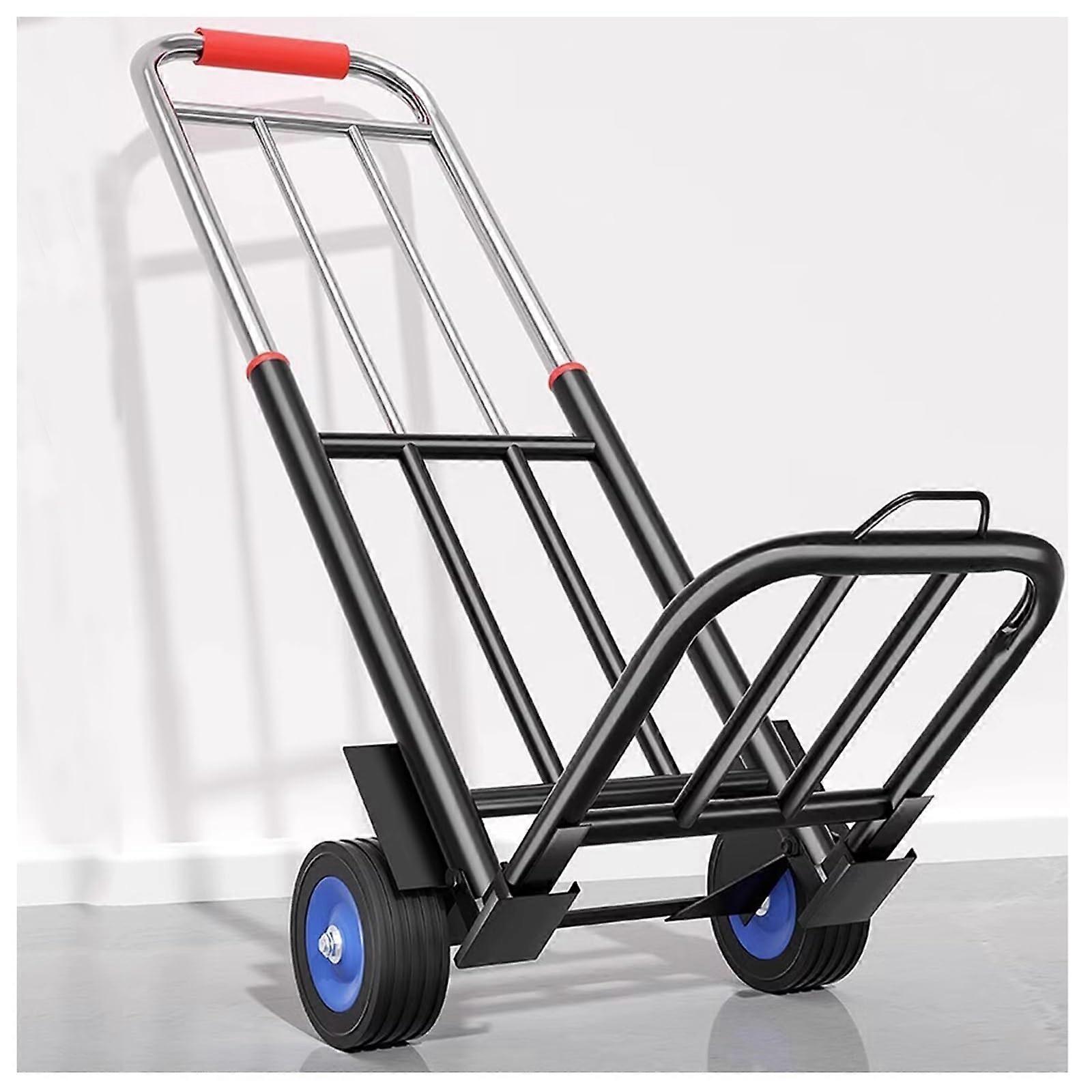 Portable Folding Cart 7 Reinforced Beams Adjustable Telescopic Bars Silent Wheels FoamCovered Handles For Easy Transport