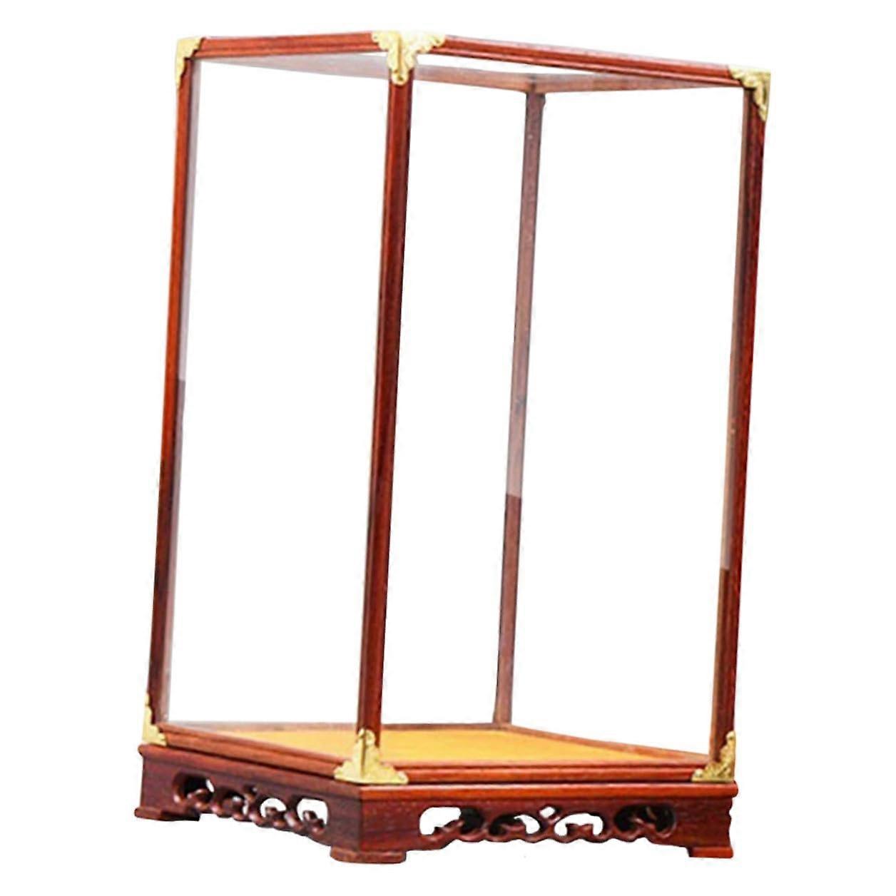 Transparent Glass Collectibles Display Box With Wooden Frame Dustproof Storage For Football Figures And Miniatures