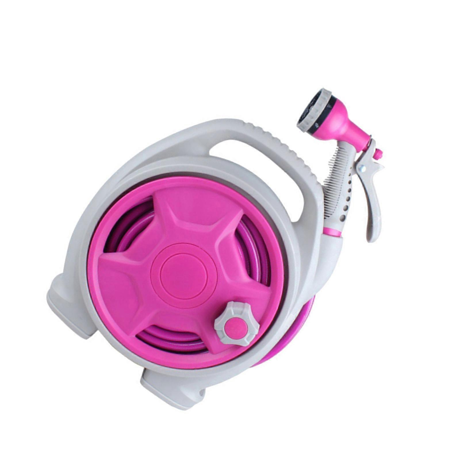 50FT Garden Hose Reel Lightweight Design with Multi Sprayer Nozzle for Convenient Watering  Rose Red