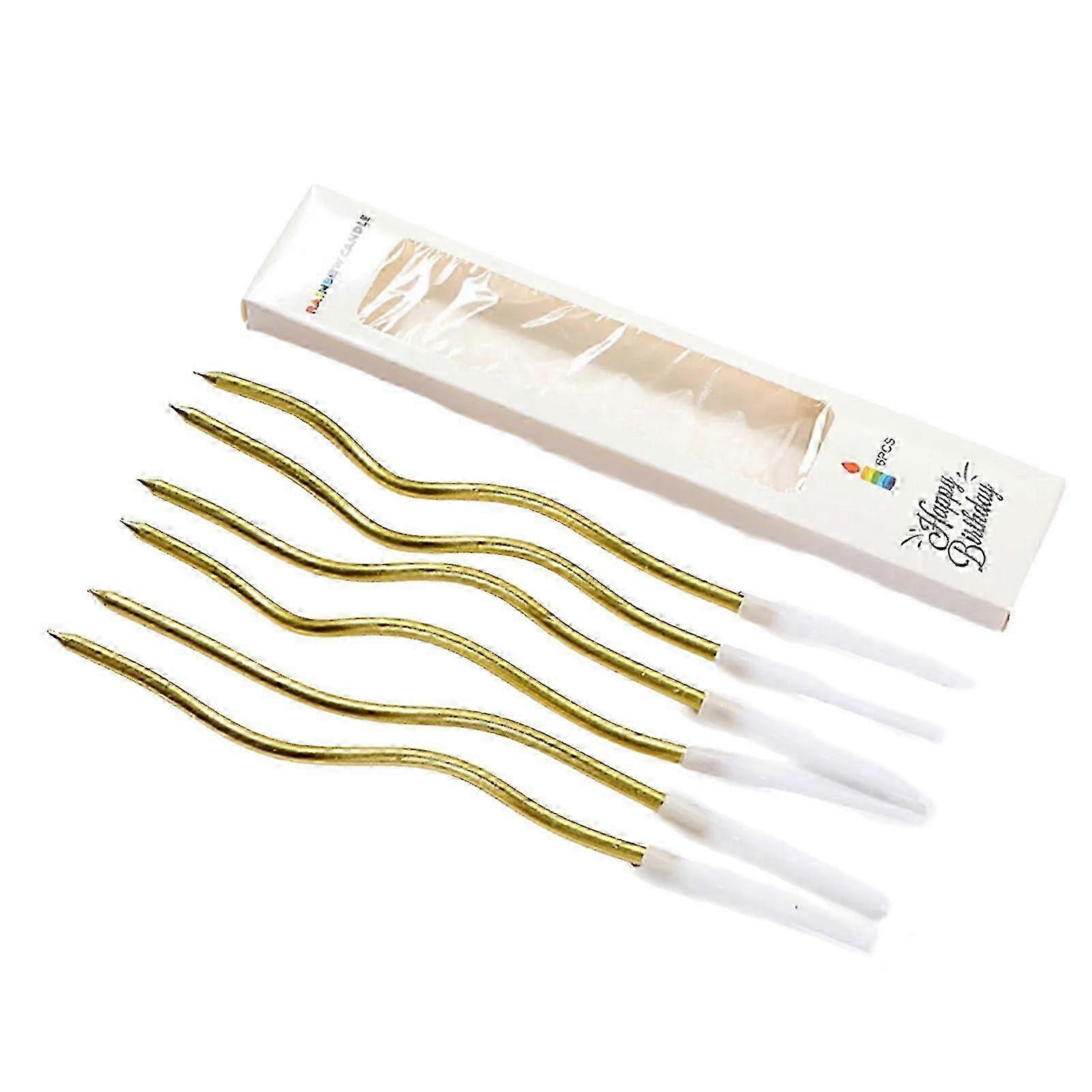 6Pcs Elegant Curved Cake Candle Adornment in Multiple Plated Color for Stylish Birthday and Event Decorations