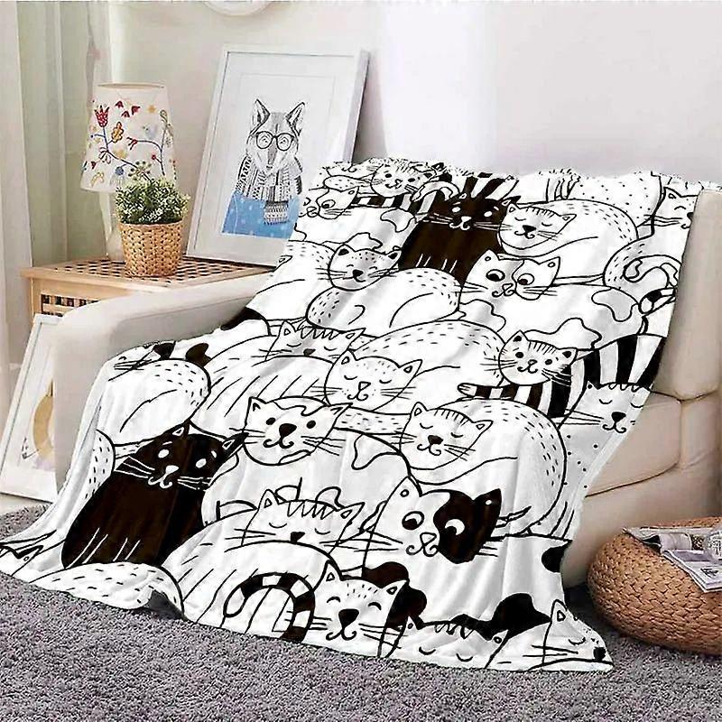 Keai Cat Flannel Blankets, Black Cat Blankets, Soft And Comfortable  Beds, Nap Covers, -228x228cm