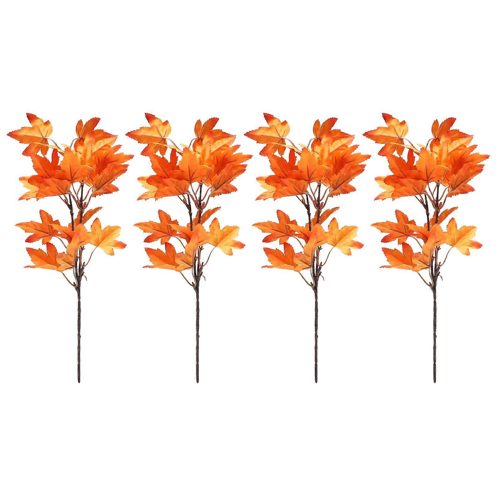 Eease Artificial Maple Leaves Branches 4Pcs for Fall Decor