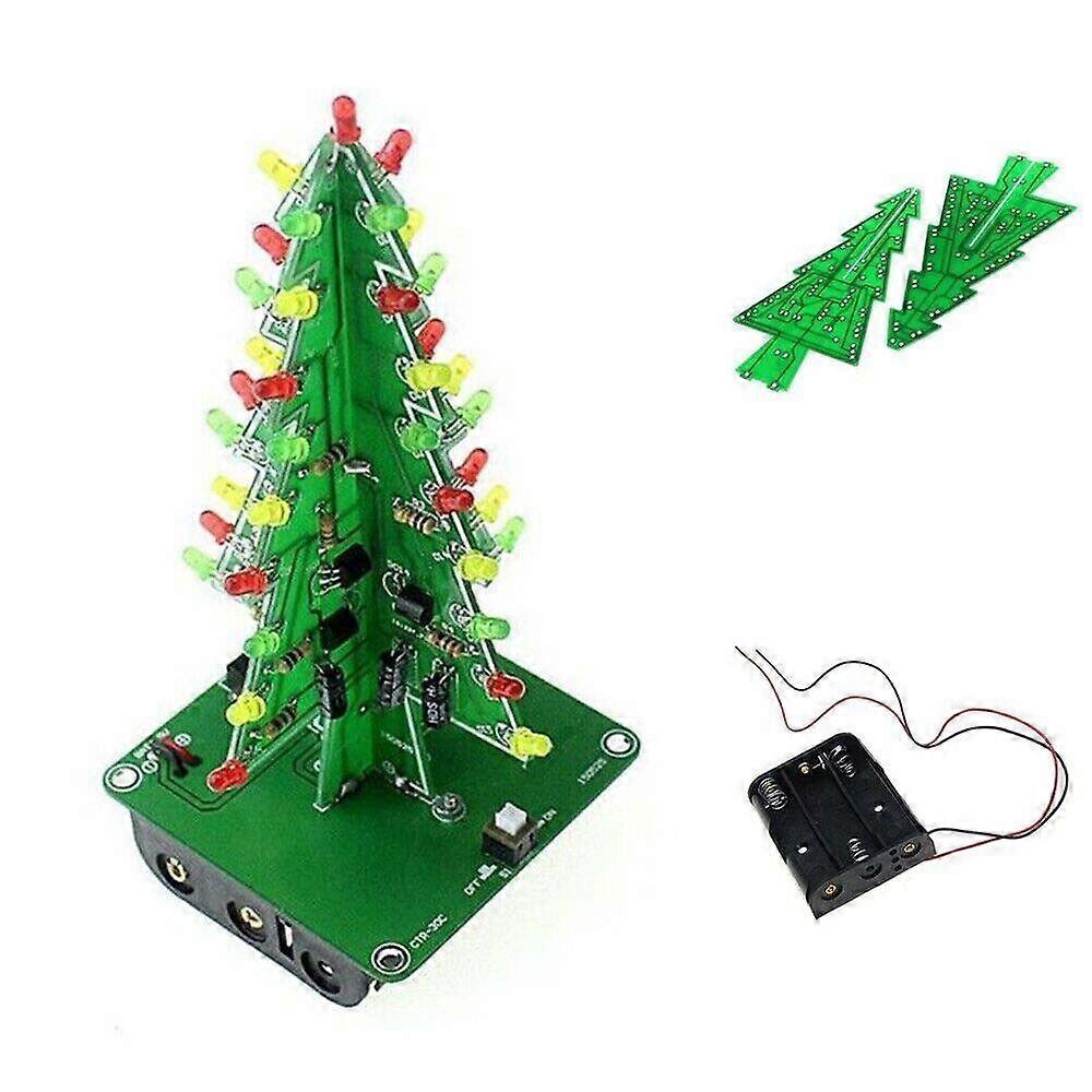 DIY 3D LED Flashing Christmas Tree Circuit Kit Glitter Electronic Learning Set