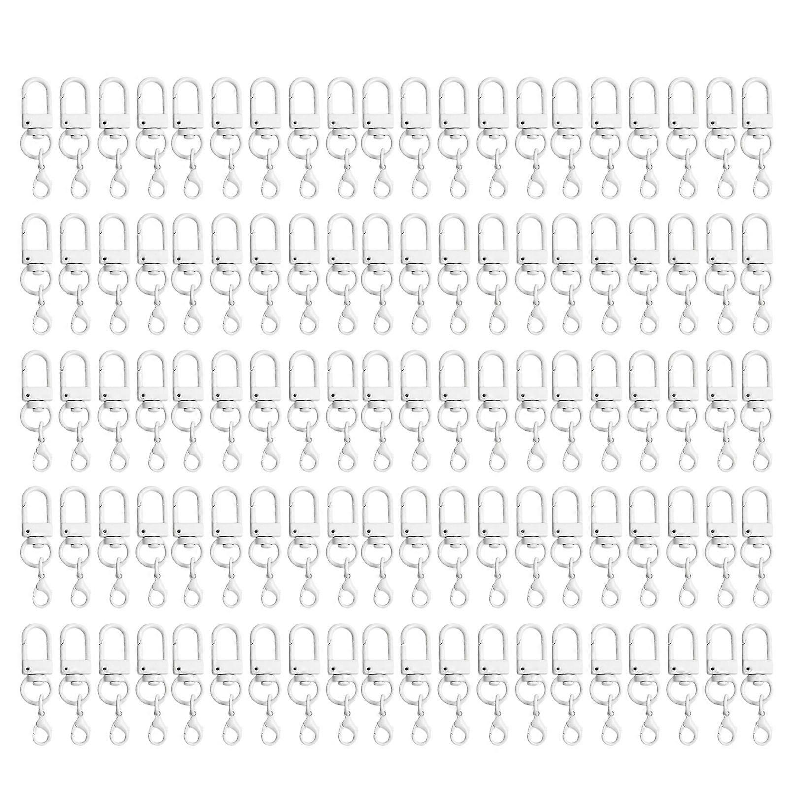 100Pcs/set Rotating Baking Coated Design Fastener Clip For Handmade Projects Keychains Backpack Decorations  White