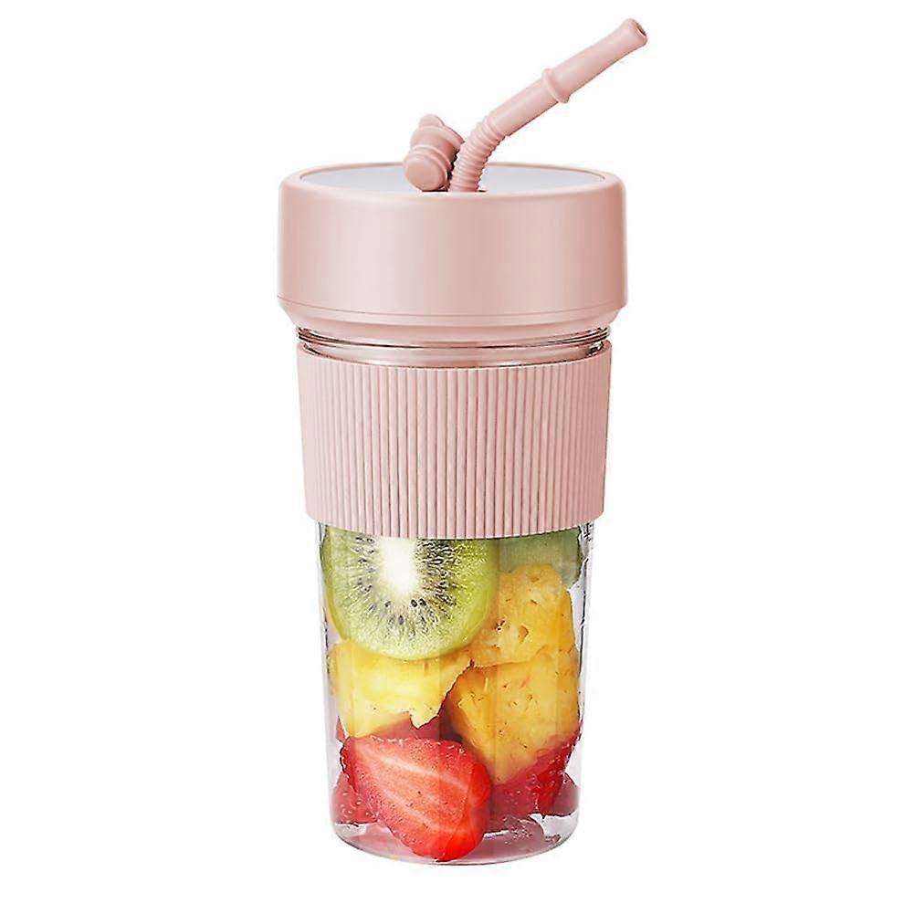 Portable Blender Cup With Travel Lid, USB Charging, Pink, Easy To Use, Fruit Juicer For Smoothies And Shakes