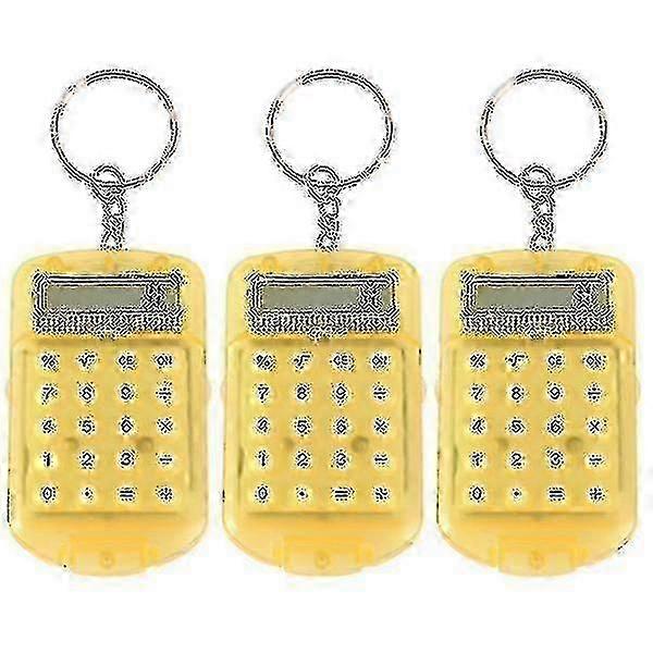 2024 3pcs Mini Key Ring Shaped Calculator Electronic Calculator Portable Calculator For Kids Students Test(random Color)