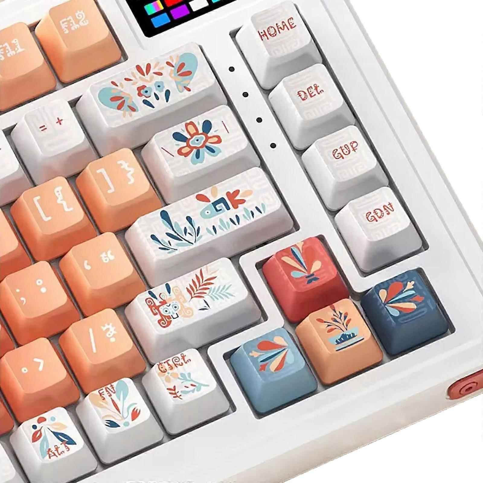 Ergonomic Profile Keycap Tribal Totem Design Heat Sublimated Printing Universal For 61/64/75/87/98 Key Arrangements Multicolor