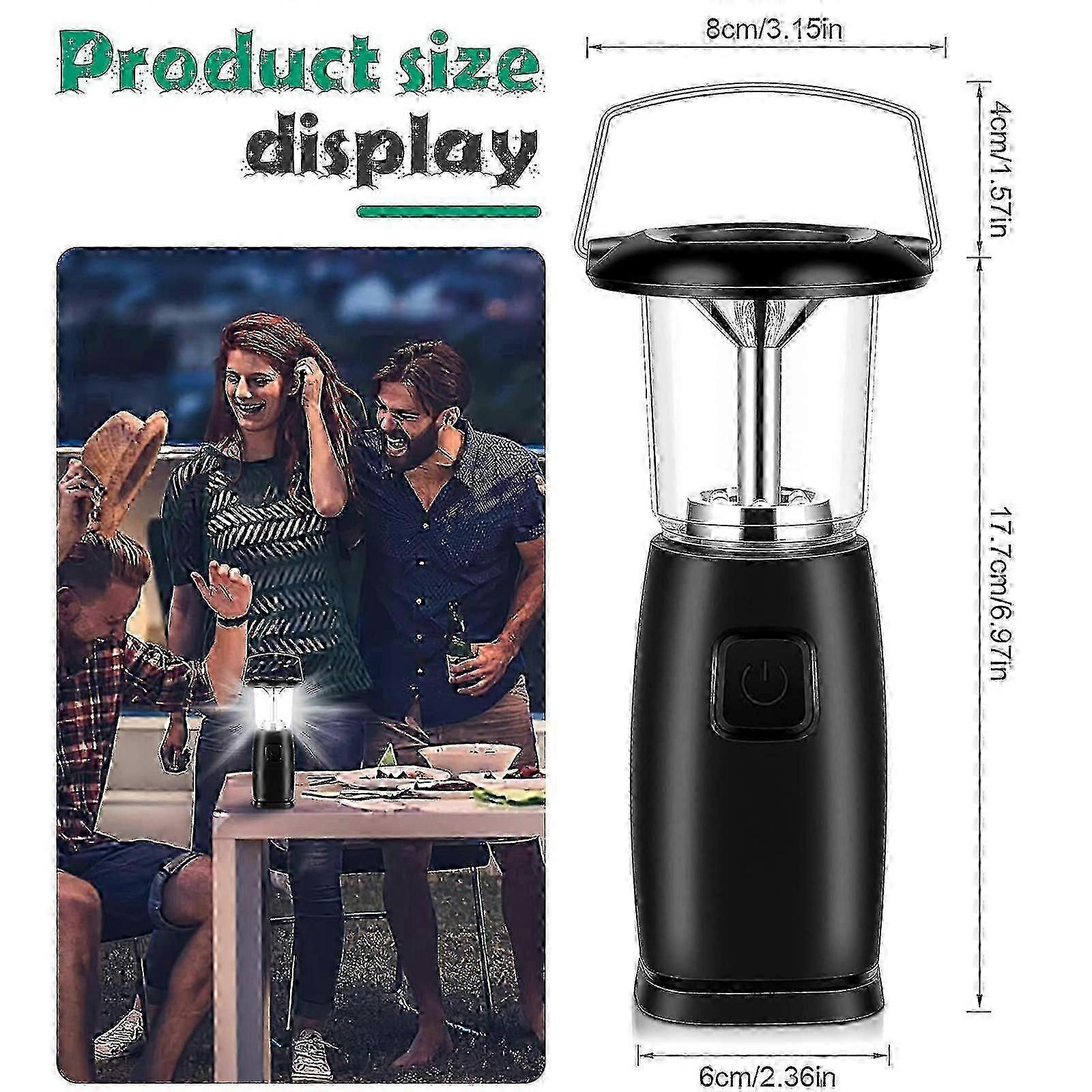 Solar Hand-up Crank Dynam Camping Lantern - Portable 6 Led Wind Up Lamp Dynamo Torch With Foldable Hook Camping Lantern Light