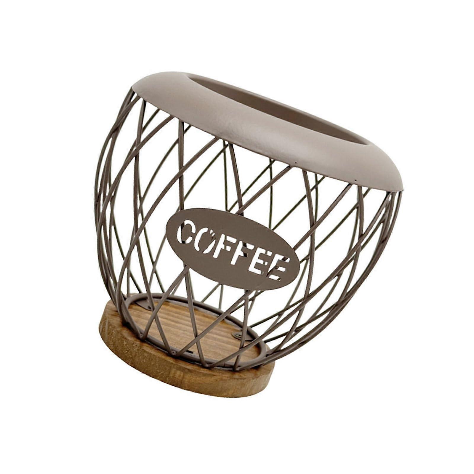 Coffee Pod Holder with Metal and Wood Open Frame Design for Kitchen Counter Storage 50 Pods