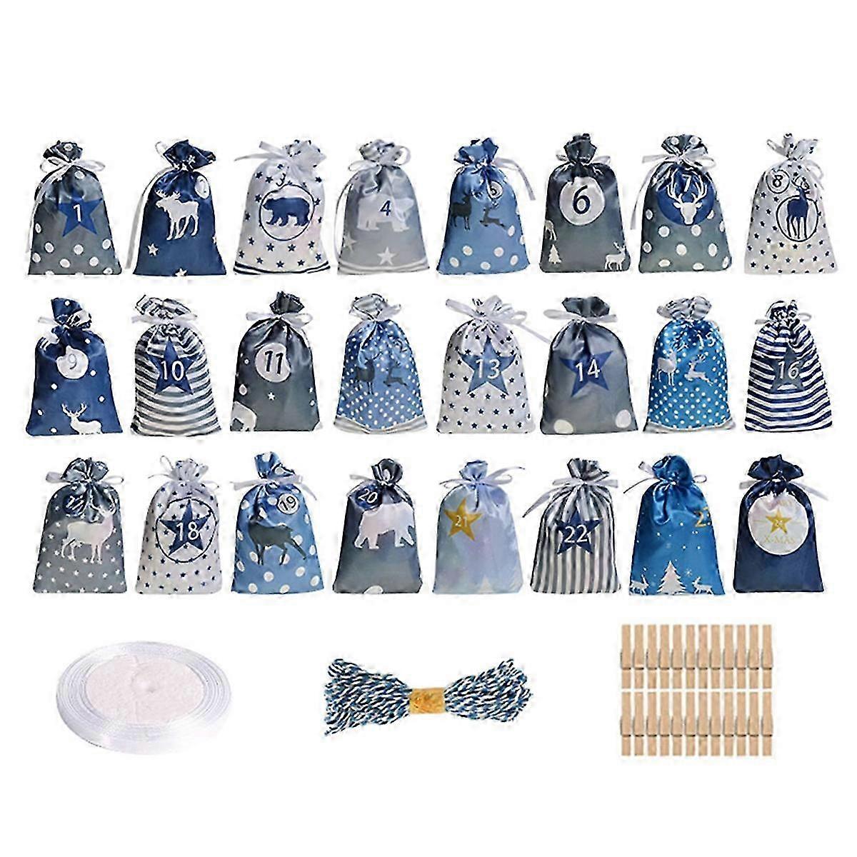 Christmas Countdown Bags 24PCS Reusable Advent Calendar Set