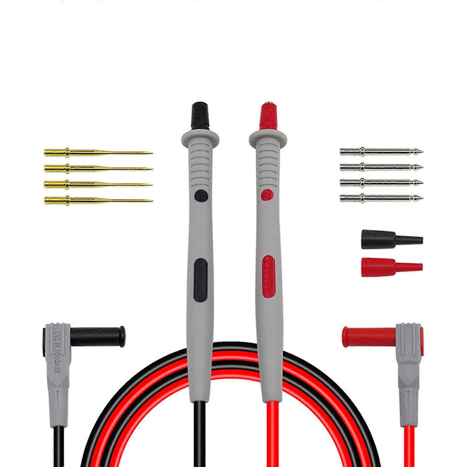 Multimeter Test Leads with Interchangeable Probes Against  Slip Handle designs  for Safe & Stable Use in Various Application Multicolor