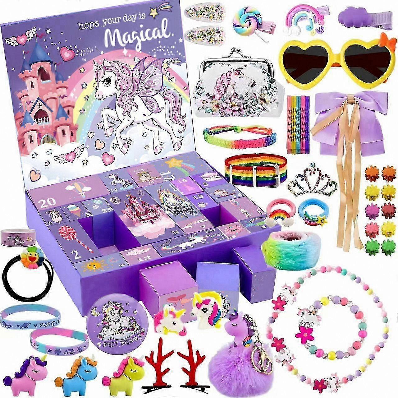 Unicorn-Themed 24-Day Advent Calendar for Girls with Daily Surprises and Fun Gifts