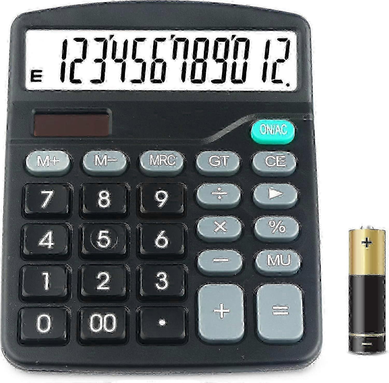 Calculator 12 Digit Desk Calculator Large Buttons Solar Desktop Calculator for School Home Office - Battery Included (1 x UK837)