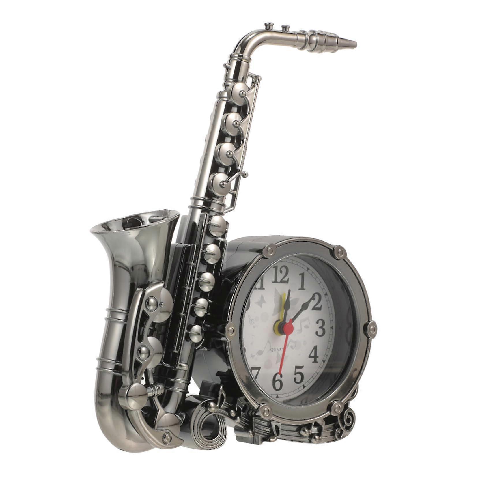 Saxophone Shape Vintage Analog Alarm Clock for Bedside Table Home Office Music Decor