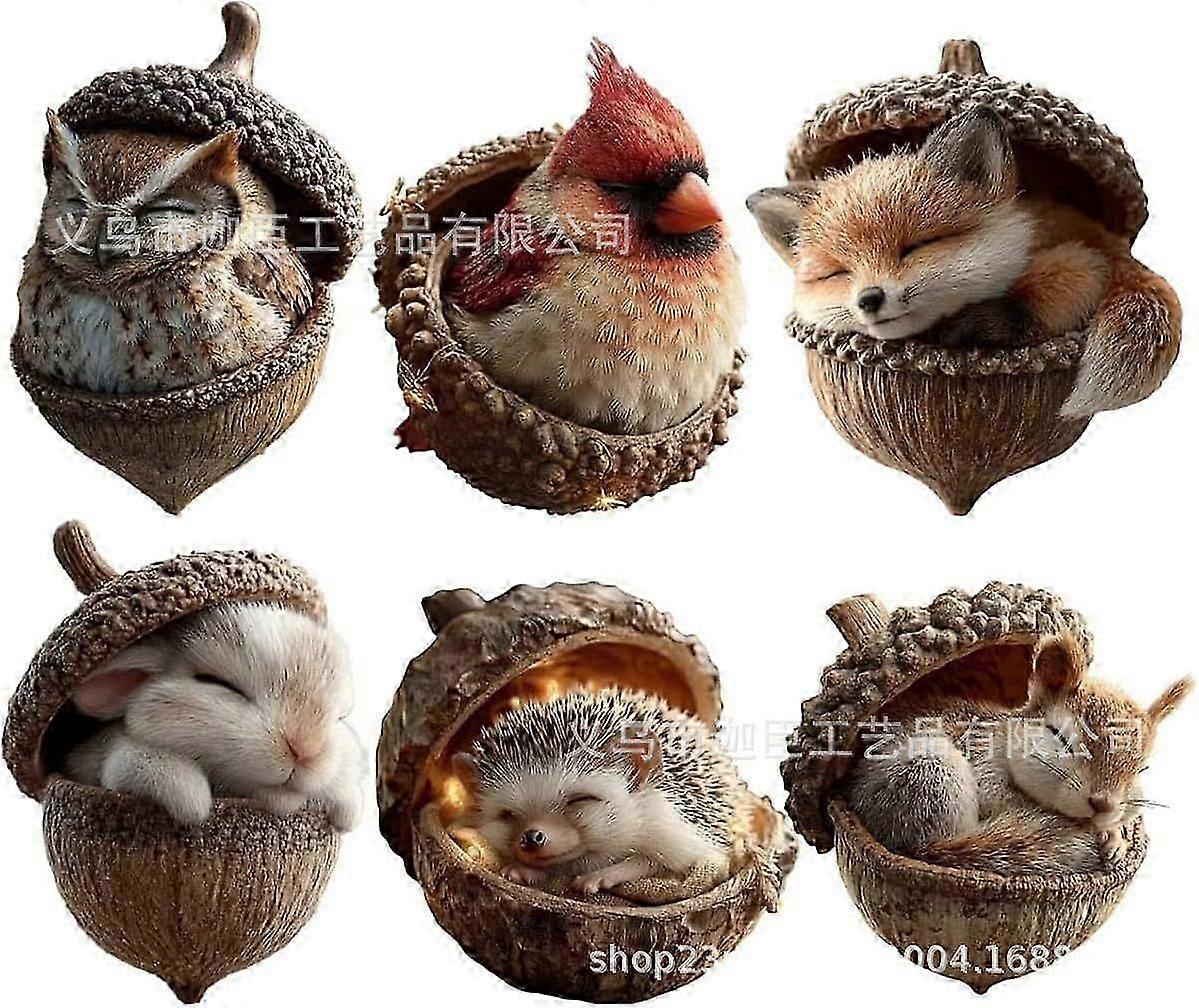 Ornement de Noël Forêt en Gland, Décoration de Noël Forêt Chaleureuse, Nouveauté 2026 Décoration Animaux Pomme de Pin, Mini Statue Créature des Bois, Impression 2D à plat en acrylique