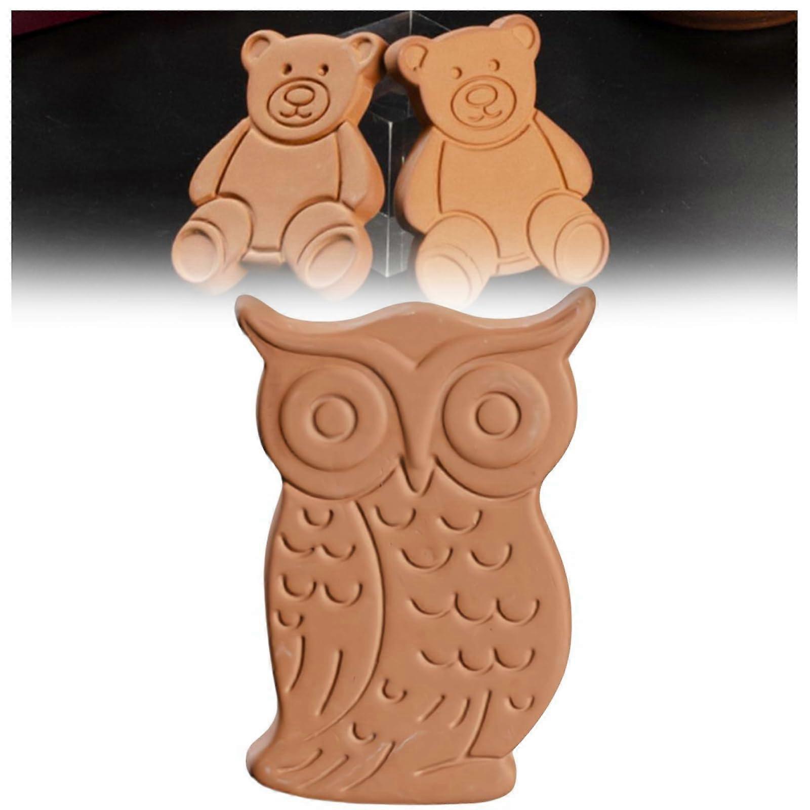 Terracotta Brown Sugar Keeper with Owl Design, Reusable Moisture Control Clay Sheet for Food Storage