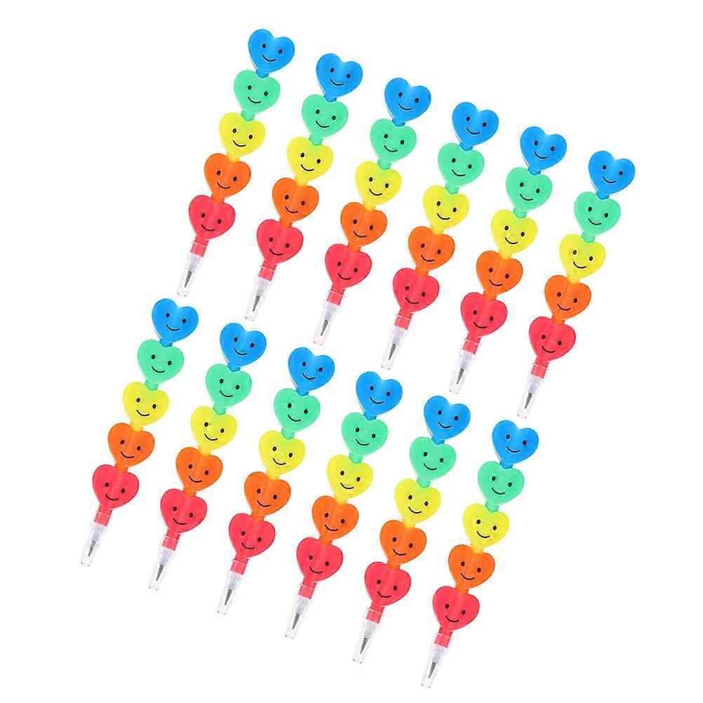 Heart Shaped Stackable Pencils for Writing Use 25Pcs Plastic Cute Stationery