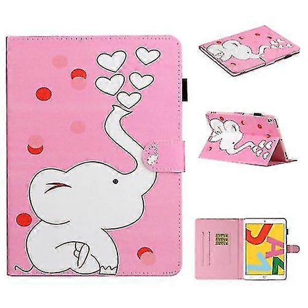 For compatible with Ipad 9.7 2017/2018/air 2/air/compatible with ipad Pro 9.7 Colored Drawing Pattern Horizontal Flip Pu Case Loving Elephant