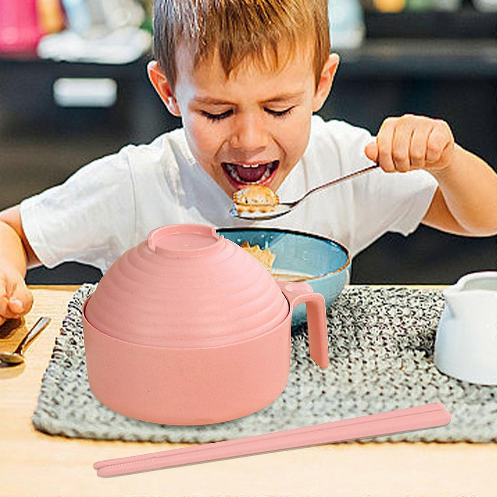 Cailmei Microwave Ramen Bowl Set with Straw & Spoon, Large Capacity, Compatible with Dorm & Office Use, Convenient Lunch Box