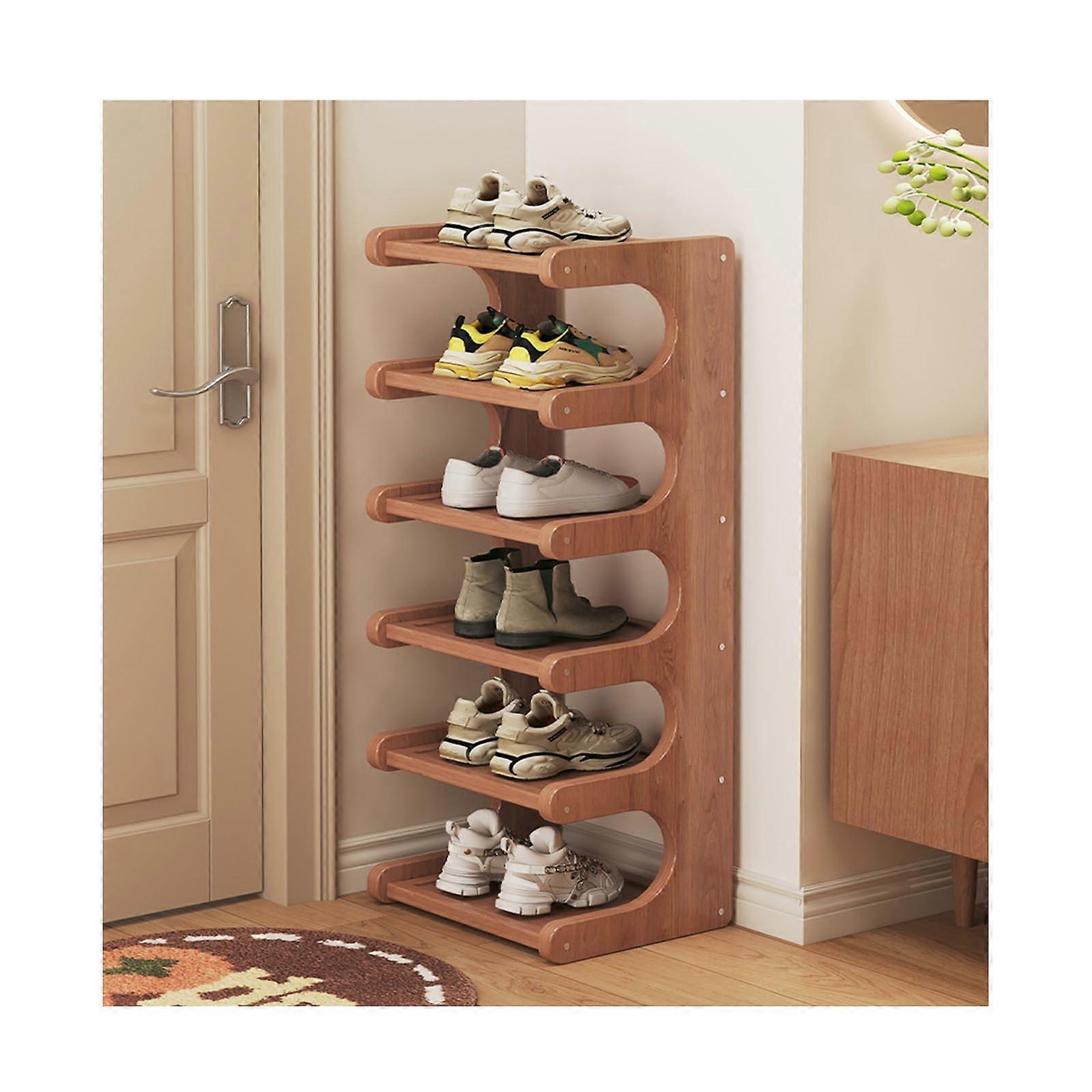 Tall Narrow Shoe Rack Organizer, 6Tier Bamboo Shelf for Entryway, Closet, Corner and Small Spaces