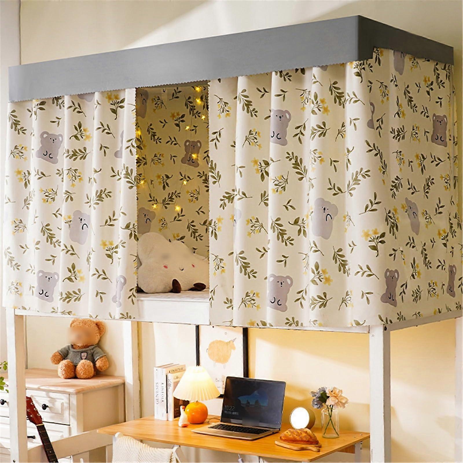 Bunk Bed Curtains Privacy Shield Light Reduction Breathable Fabric for Dorm Full Coverage 2pcs